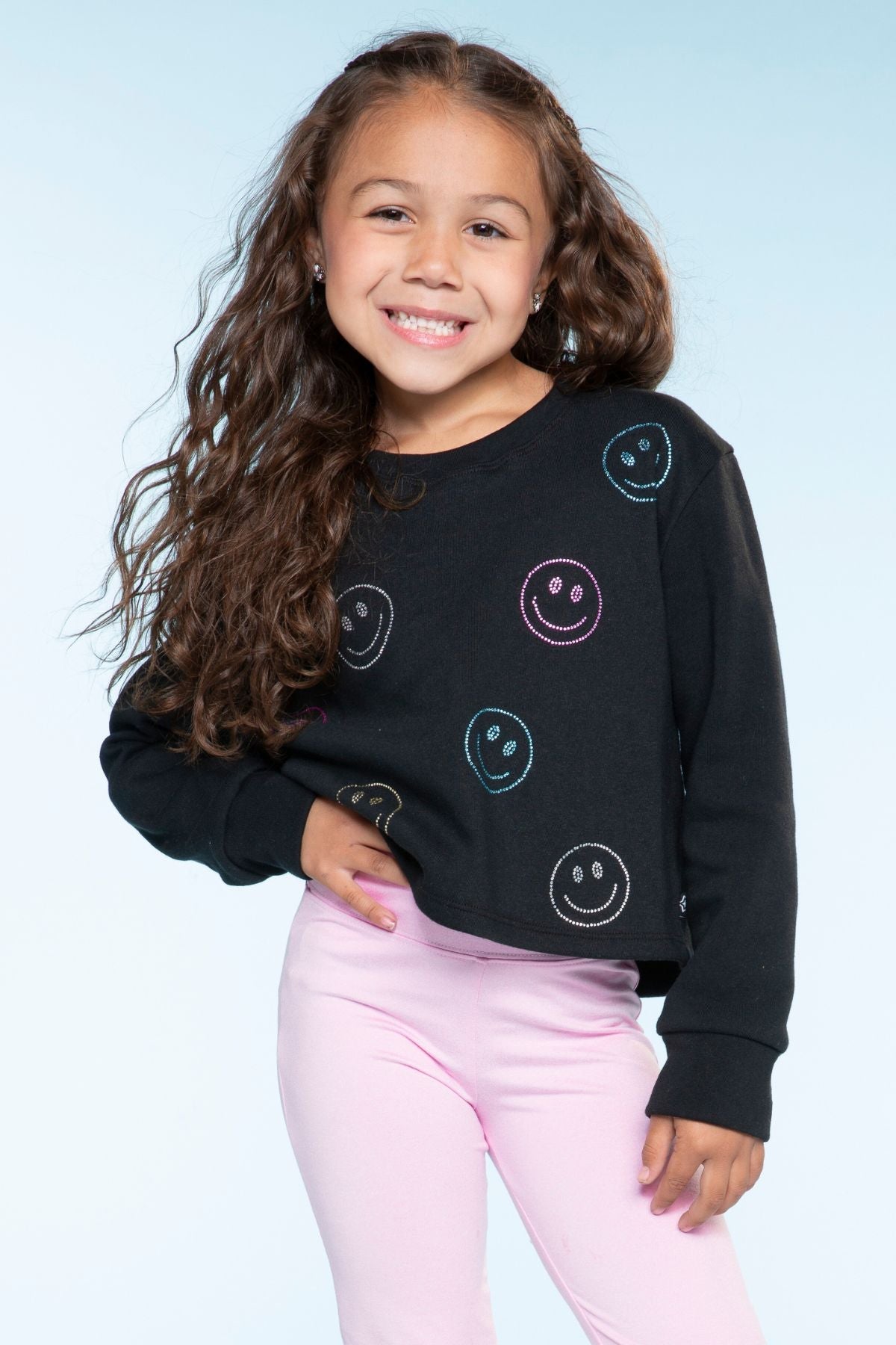 Cotton Soft French Terry Easy Crew Sweatshirt - Heather Grey Rainbow Heart