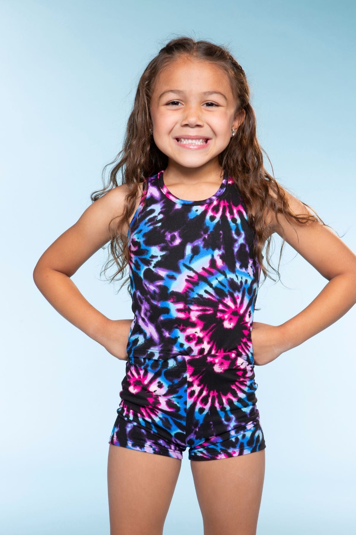 Simply Soft Cropped Racerback Tank & Tumble Short - Lilac Rainbow Foil Hearts & Stars - NEW!