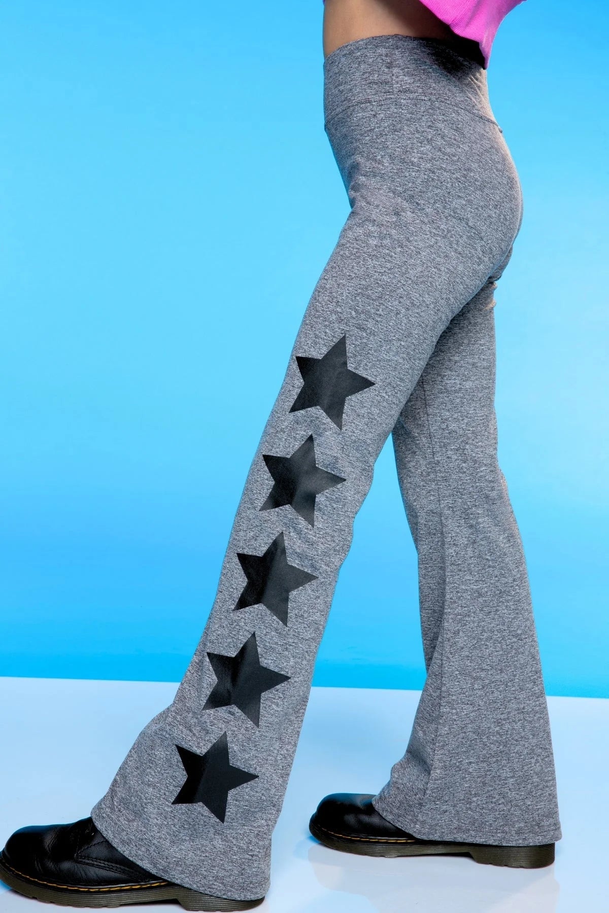 4-Pack Simply Soft Luxe Flare Legging - Black Pastel Rainbow Sketch Emoji | Steel Black Stars | Black | Dusty Plum Sequin Bow - NEW!