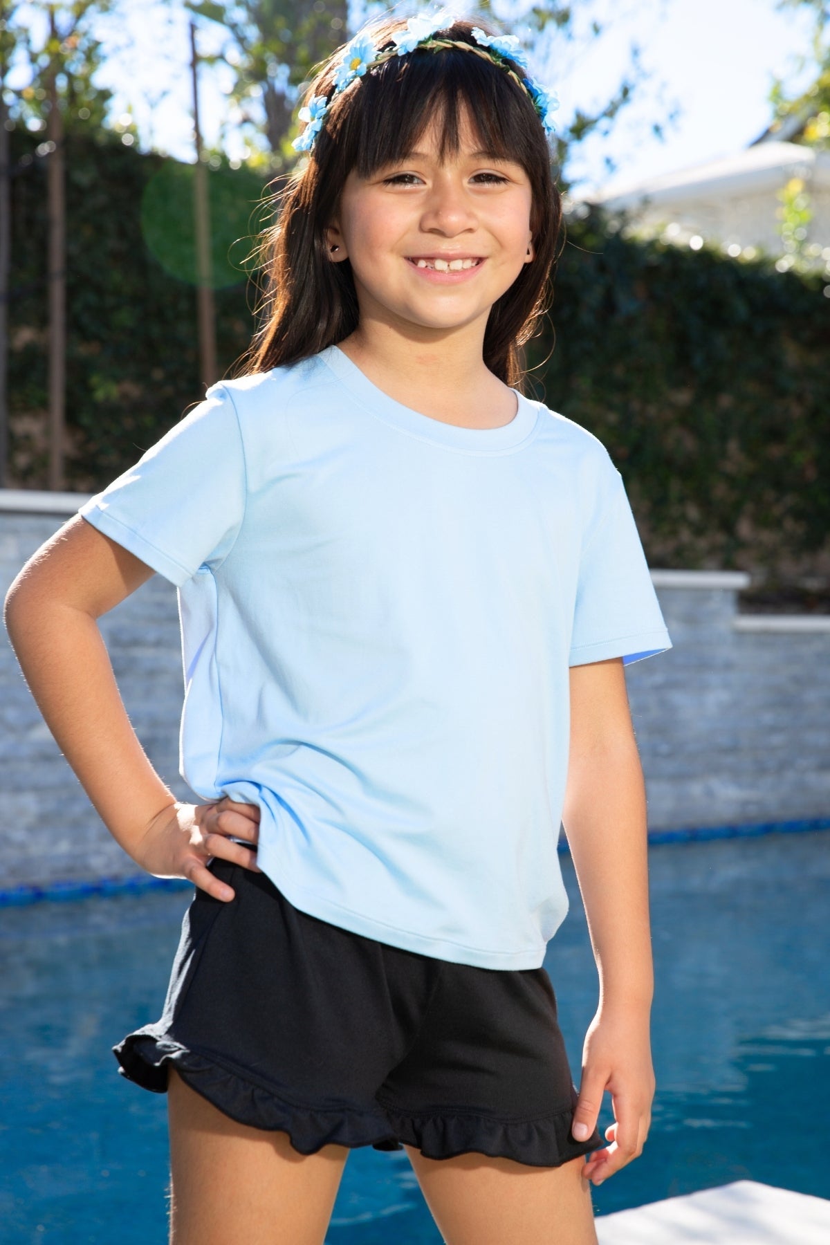 Simply Soft Ruffle Short - Pink Blue Star