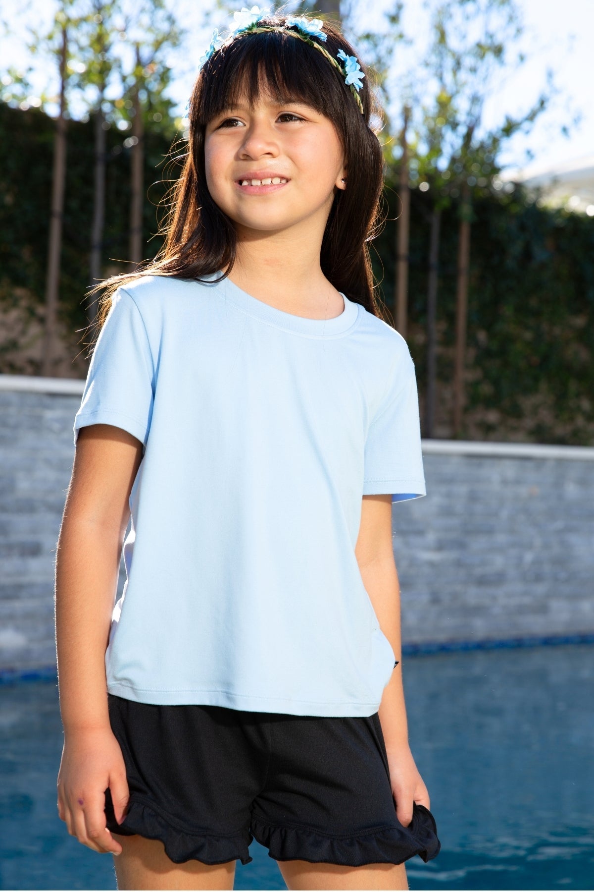 Simply Soft Ruffle Short - Pink Blue Star