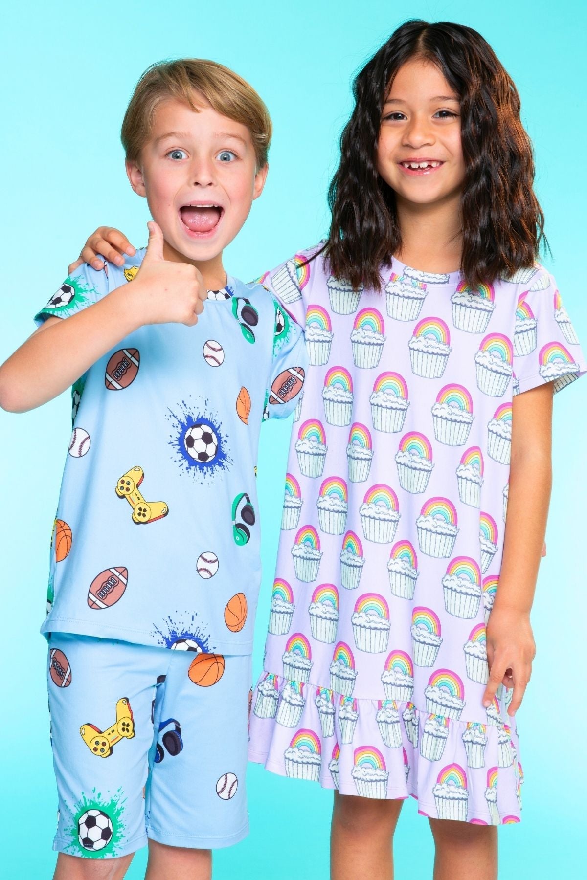 Simply Soft Short Sleeve Tee & Lounge Short - Blue Pizza
