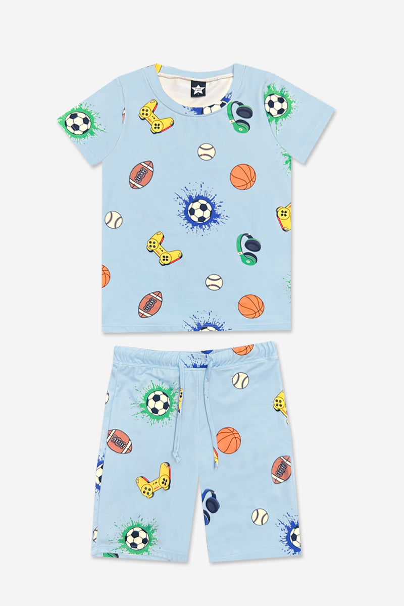 Simply Soft Short Sleeve Tee & Lounge Short - Blue Pizza