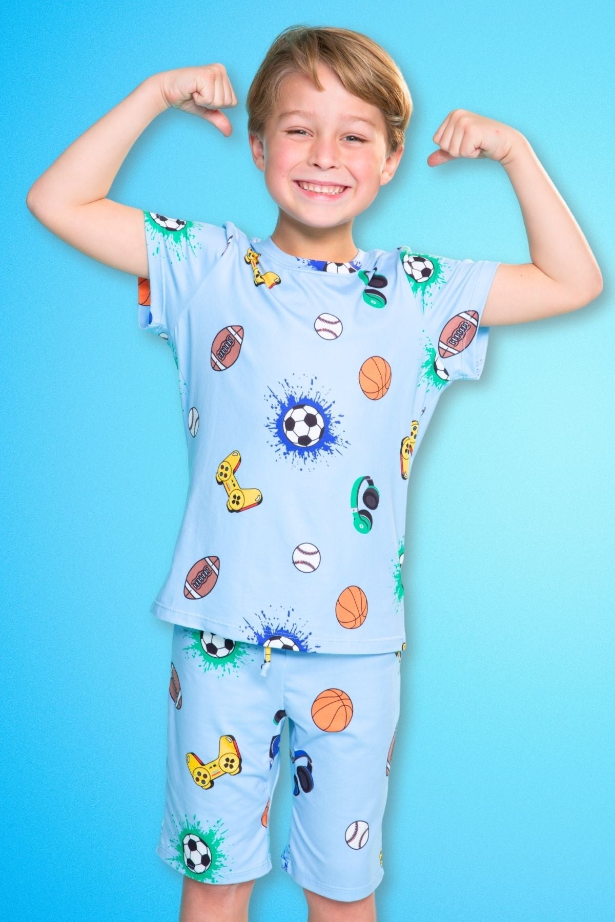 Simply Soft Short Sleeve Tee & Lounge Short - Blue Pizza