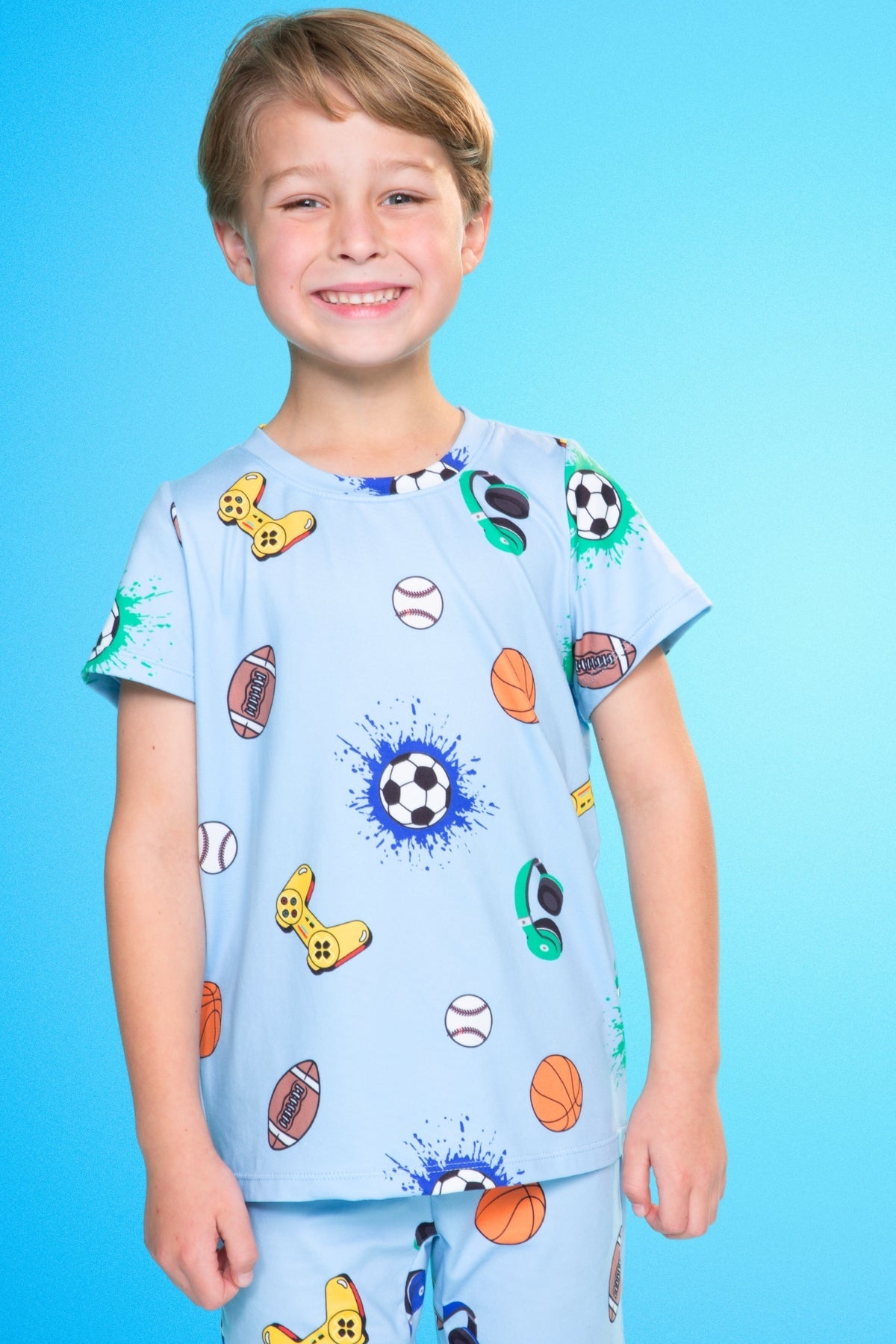 Simply Soft Short Sleeve Tee & Lounge Short - Blue Pizza