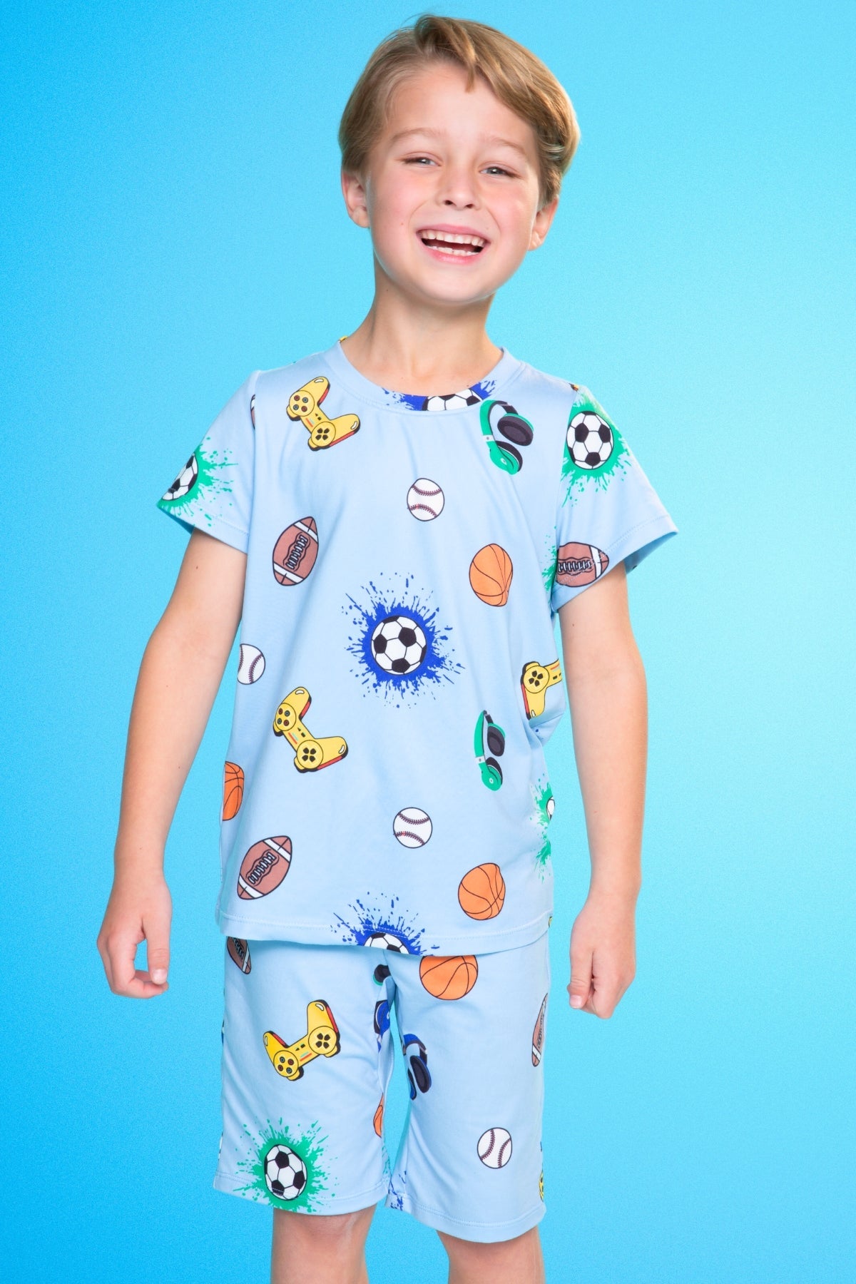 Simply Soft Short Sleeve Tee & Lounge Short - Blue Pizza
