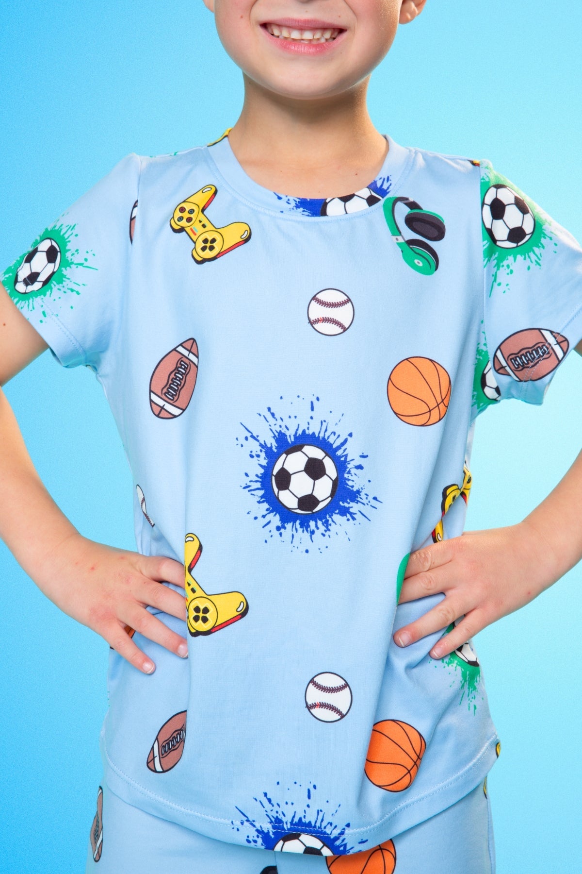 Simply Soft Short Sleeve Tee & Lounge Short - Blue Pizza