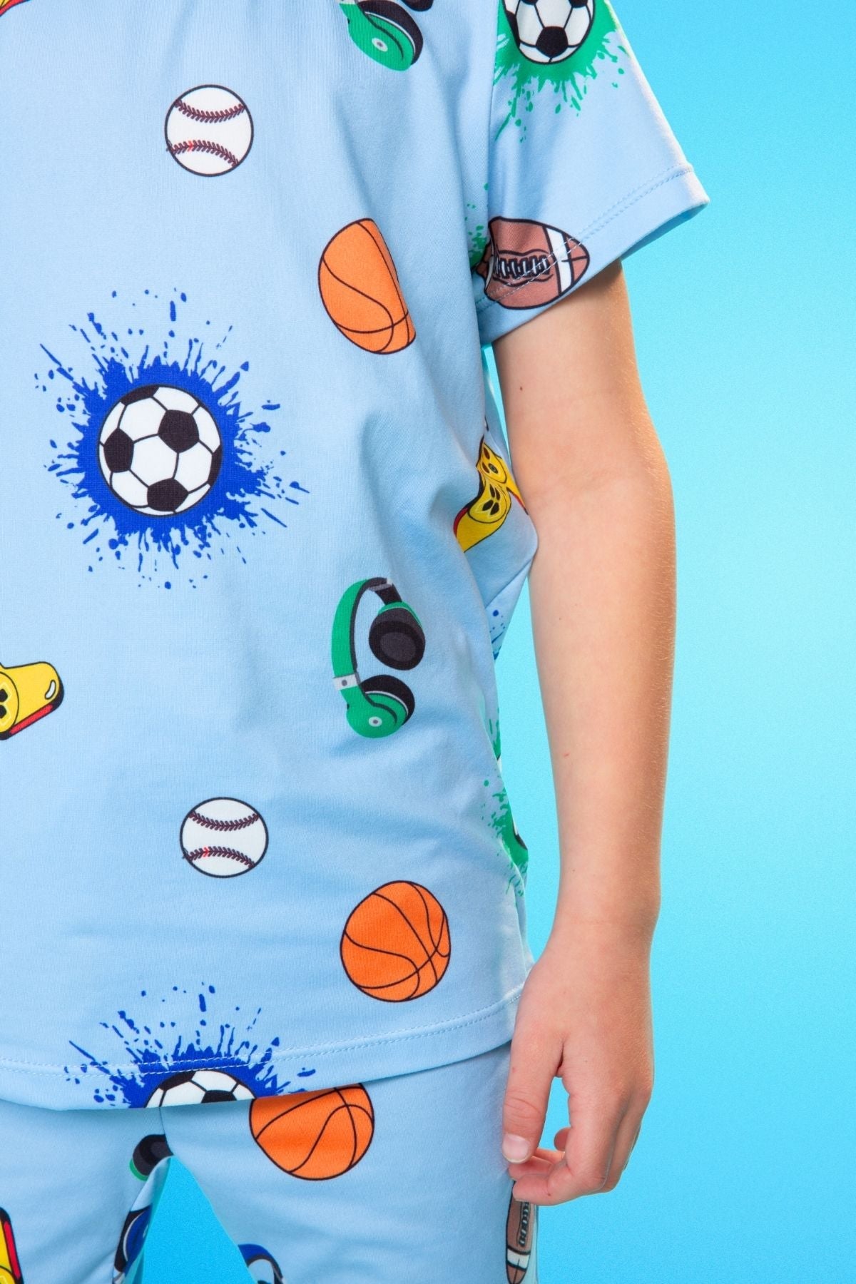 Simply Soft Short Sleeve Tee & Lounge Short - Blue Pizza