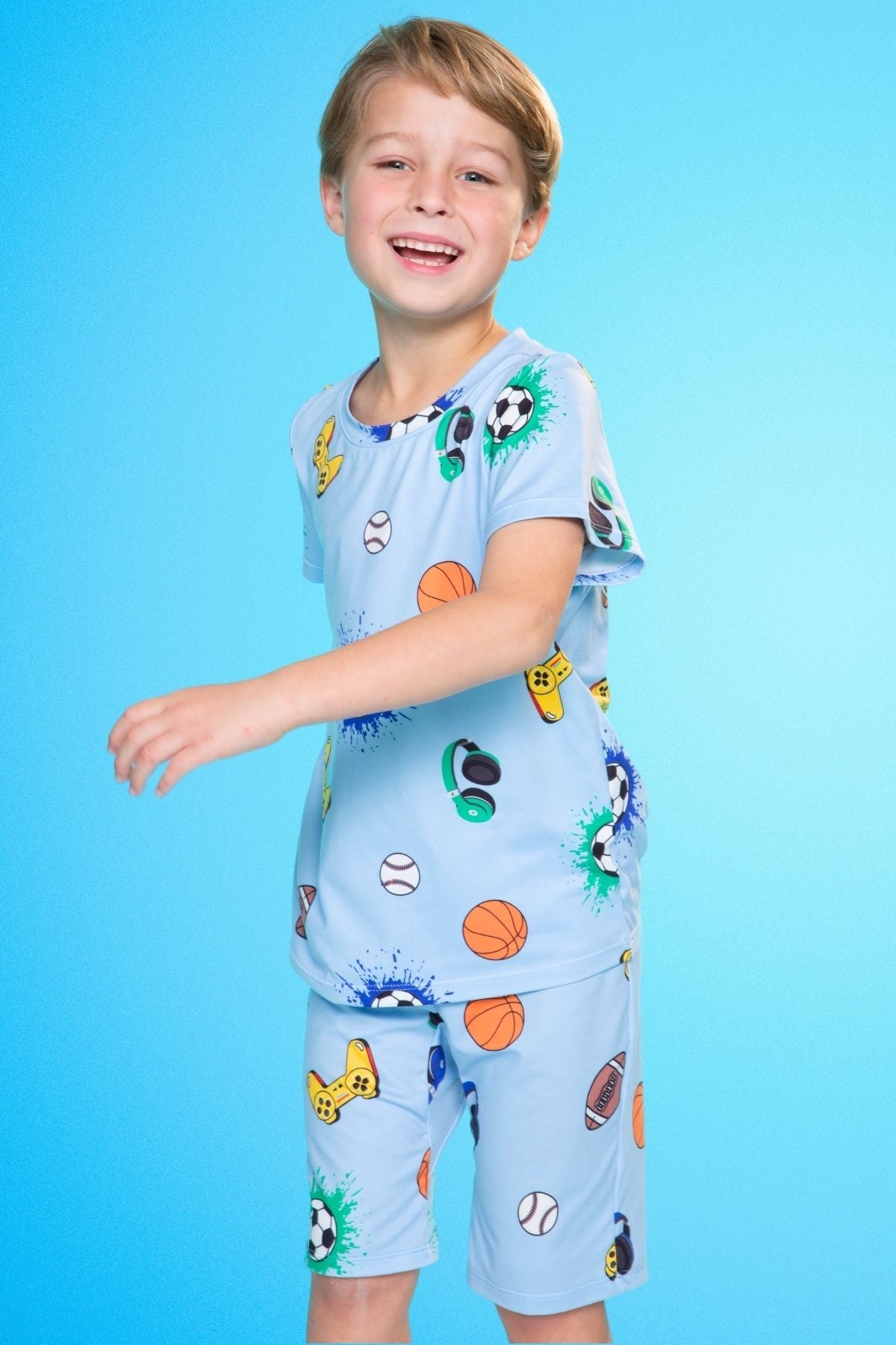 Simply Soft Short Sleeve Tee & Lounge Short - Blue Pizza