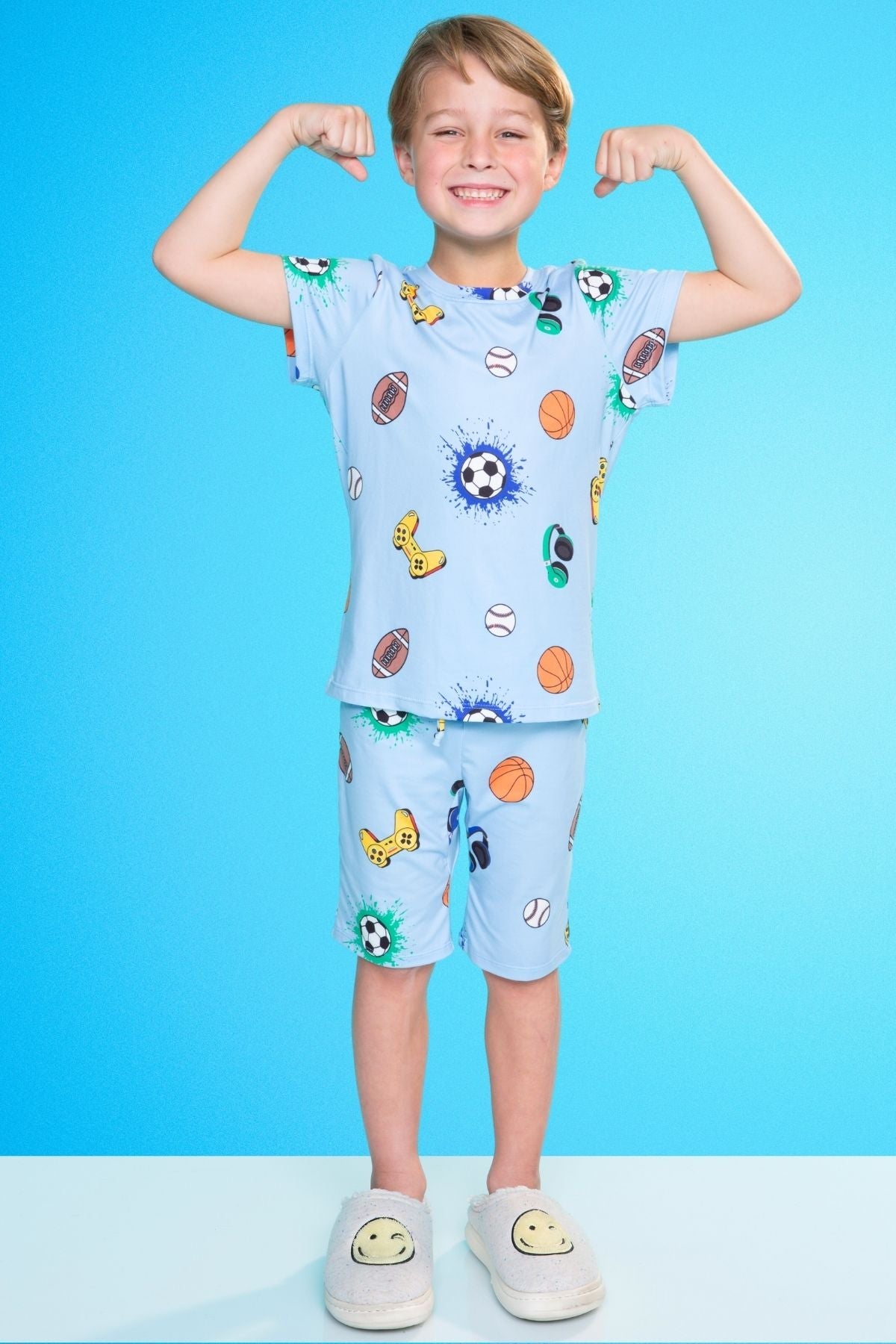 Simply Soft Short Sleeve Tee & Lounge Short - Blue Pizza