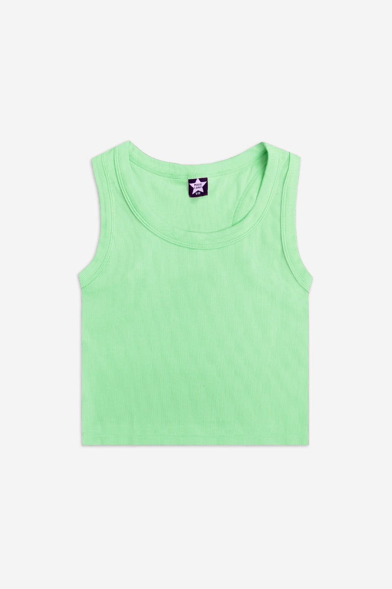 Ultra-Soft Ribbed Cropped Racer Tank - Neon Lime