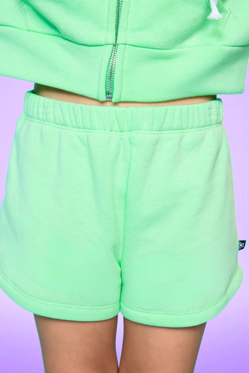 Cotton Soft French Terry Dolphin Short - Neon Lime