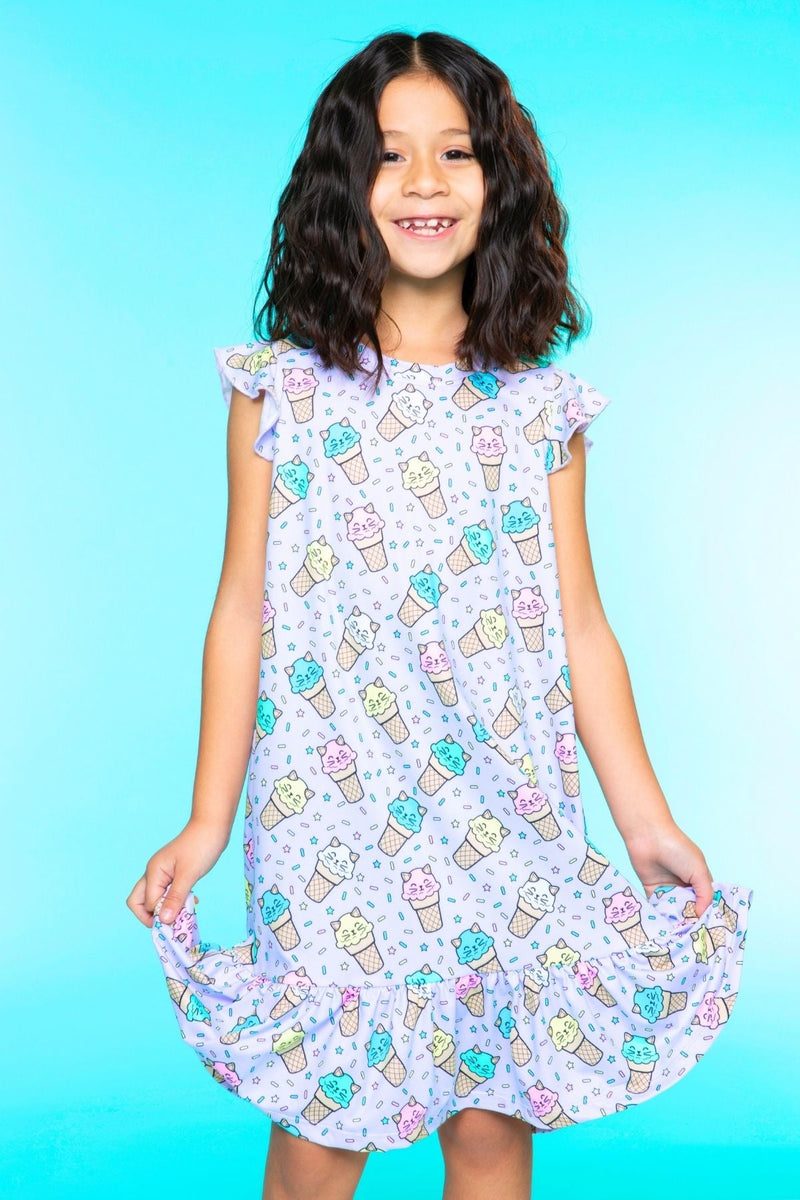 Simply Soft Flutter Sleeve Nightgown - Pink Kitty Cone