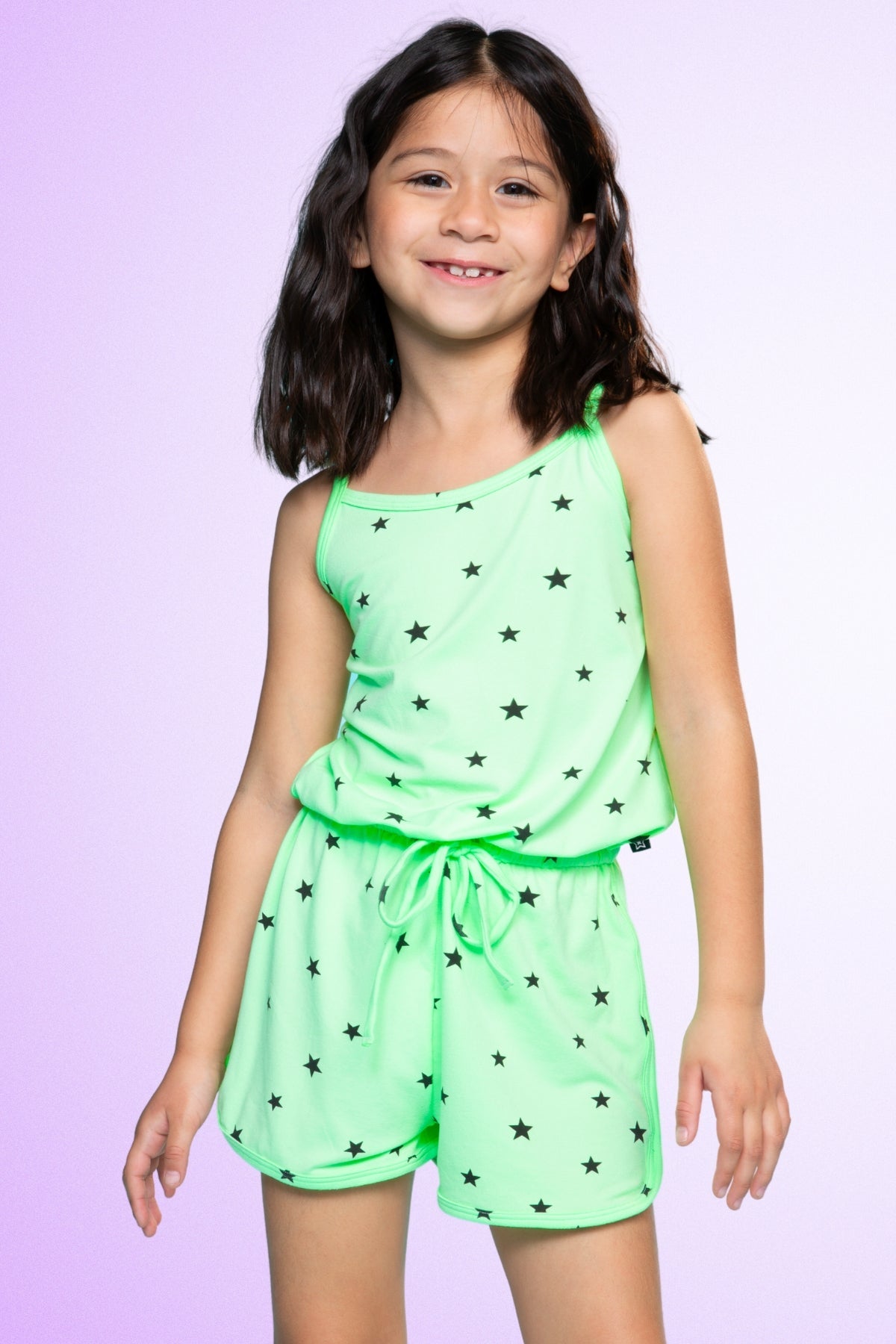 Simply Soft Strappy Short Romper - Rainbow Smile Retro