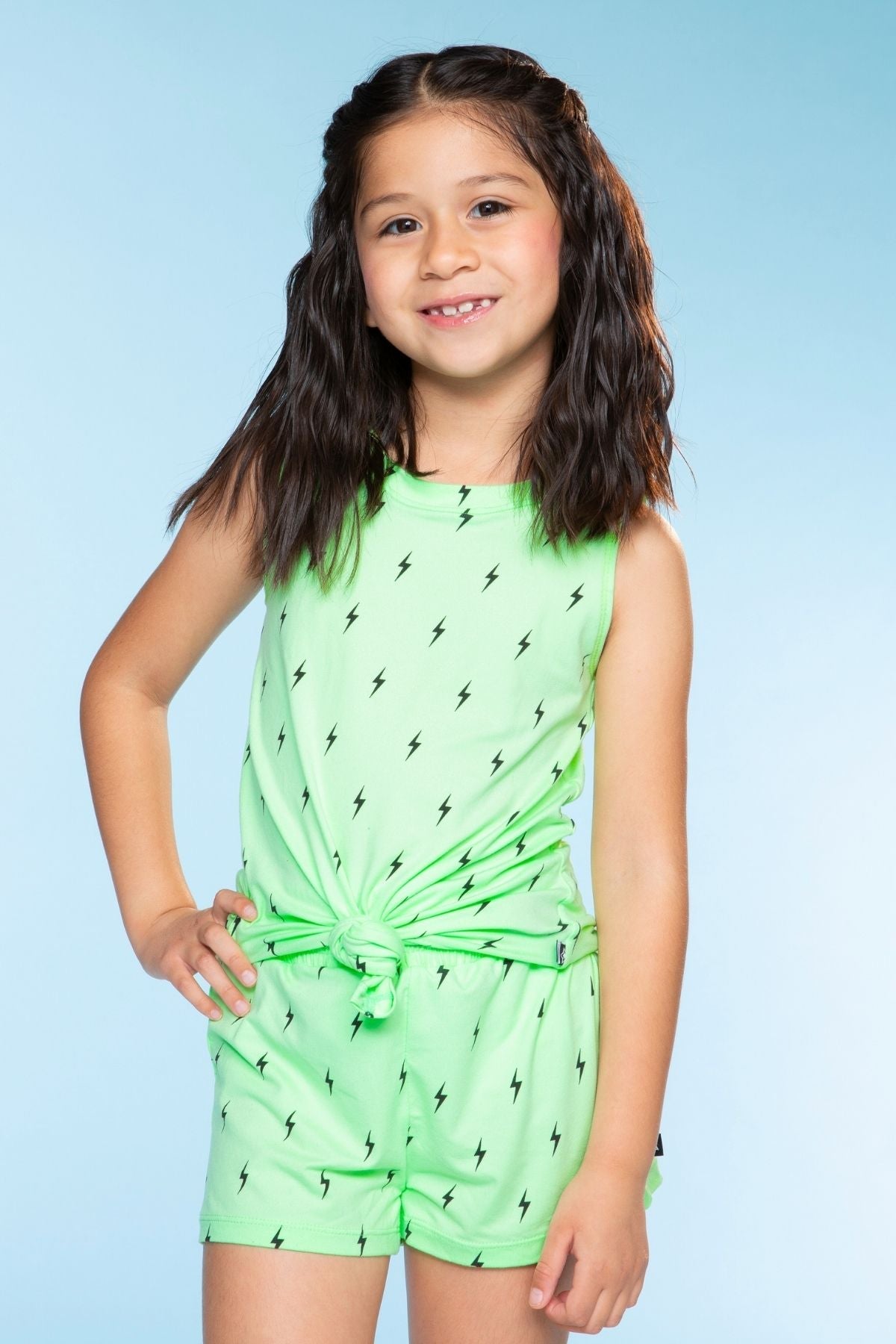 Simply Soft Tie Tank - Neon Lime Bolt