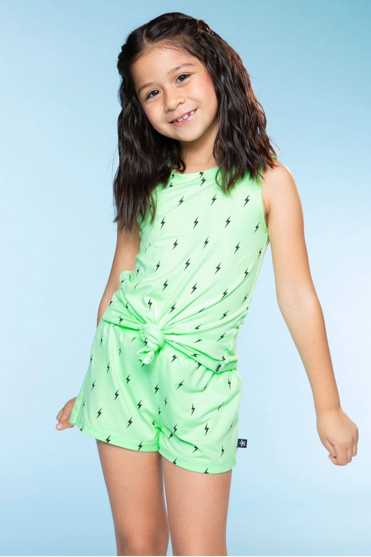 Simply Soft Tie Tank - Neon Lime Bolt