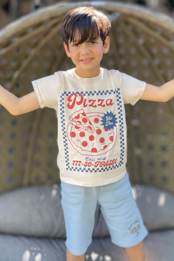 Wash Cotton Tee - Ivory Pizza