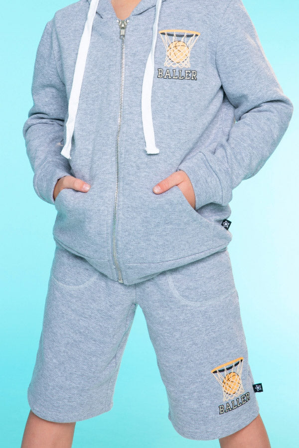 Cotton Soft French Terry Zip Hoodie - Sky Blue Pit Crew