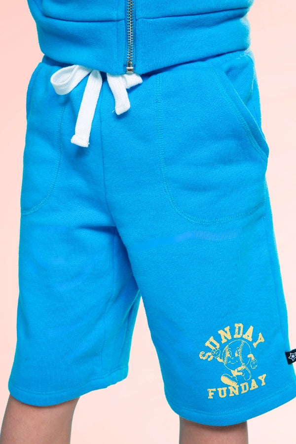 Cotton Soft French Terry Board Short - Neon Blue Baseball