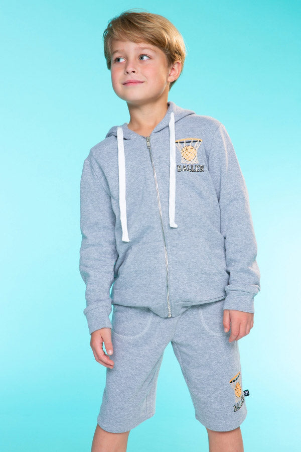 Cotton Soft French Terry Board Short - Sky Blue Pit Crew