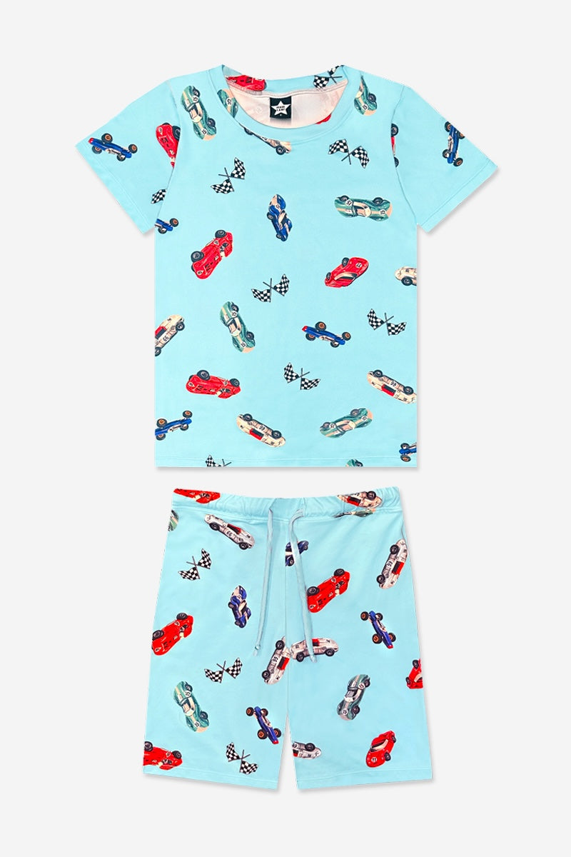 Simply Soft Short Sleeve Tee & Lounge Short - Blue Pizza