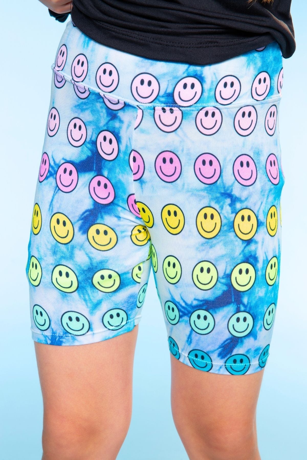 Simply Soft Biker Short - Pastel Rainbow Tie Dye Emoji