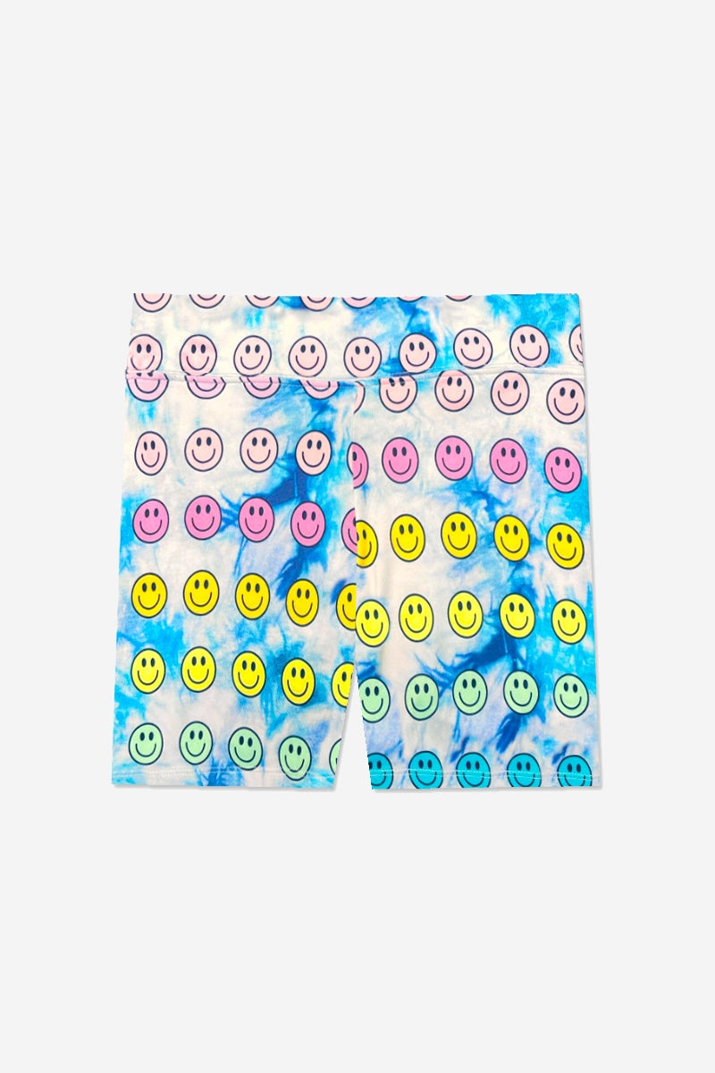 Simply Soft Biker Short - Pastel Rainbow Tie Dye Emoji