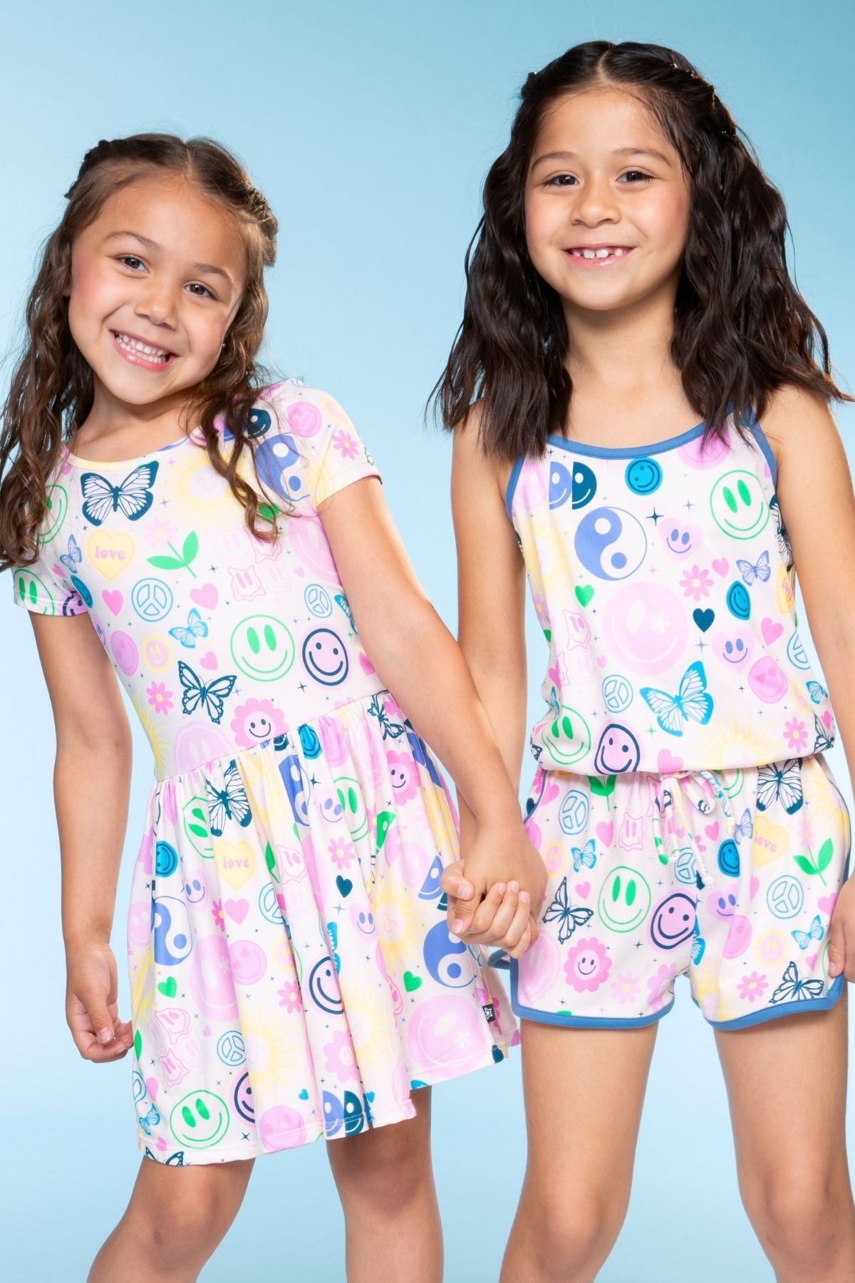 Simply Soft Short Sleeve Scoop Back Be Happy Dress - Neon Pink Sketch Emoji - NEW!