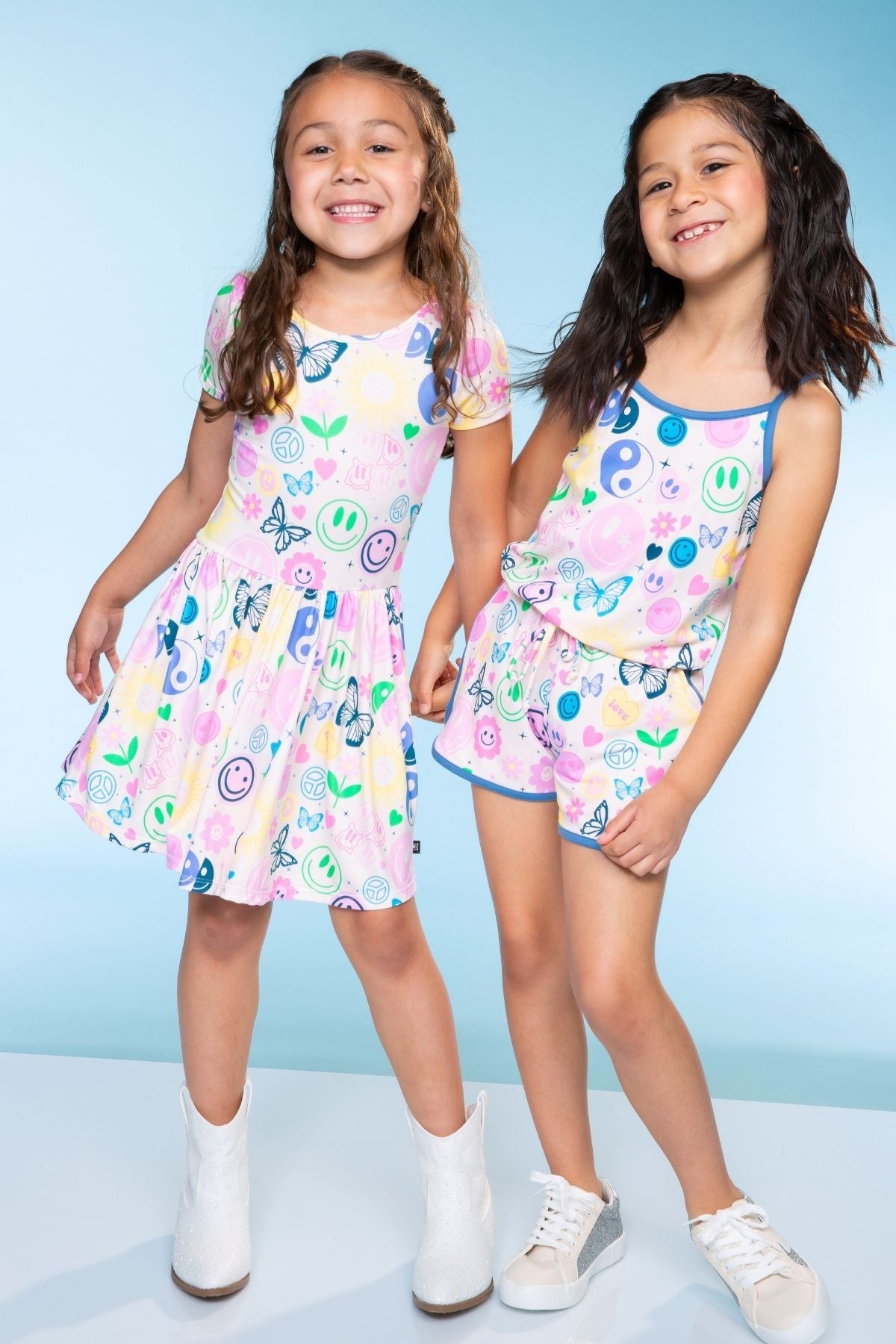 Simply Soft Strappy Short Romper - Rainbow Smile Retro
