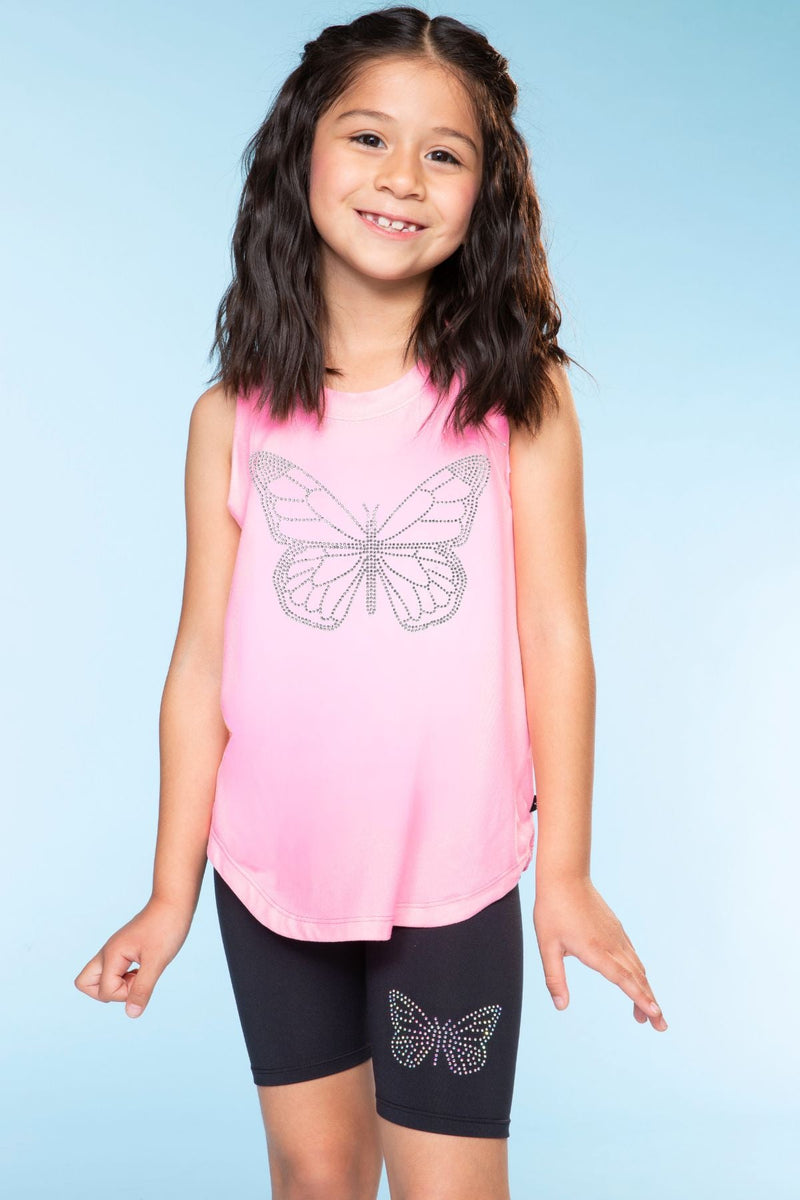 Simply Soft Shirttail Tank - Pink Butterfly Rhinestone