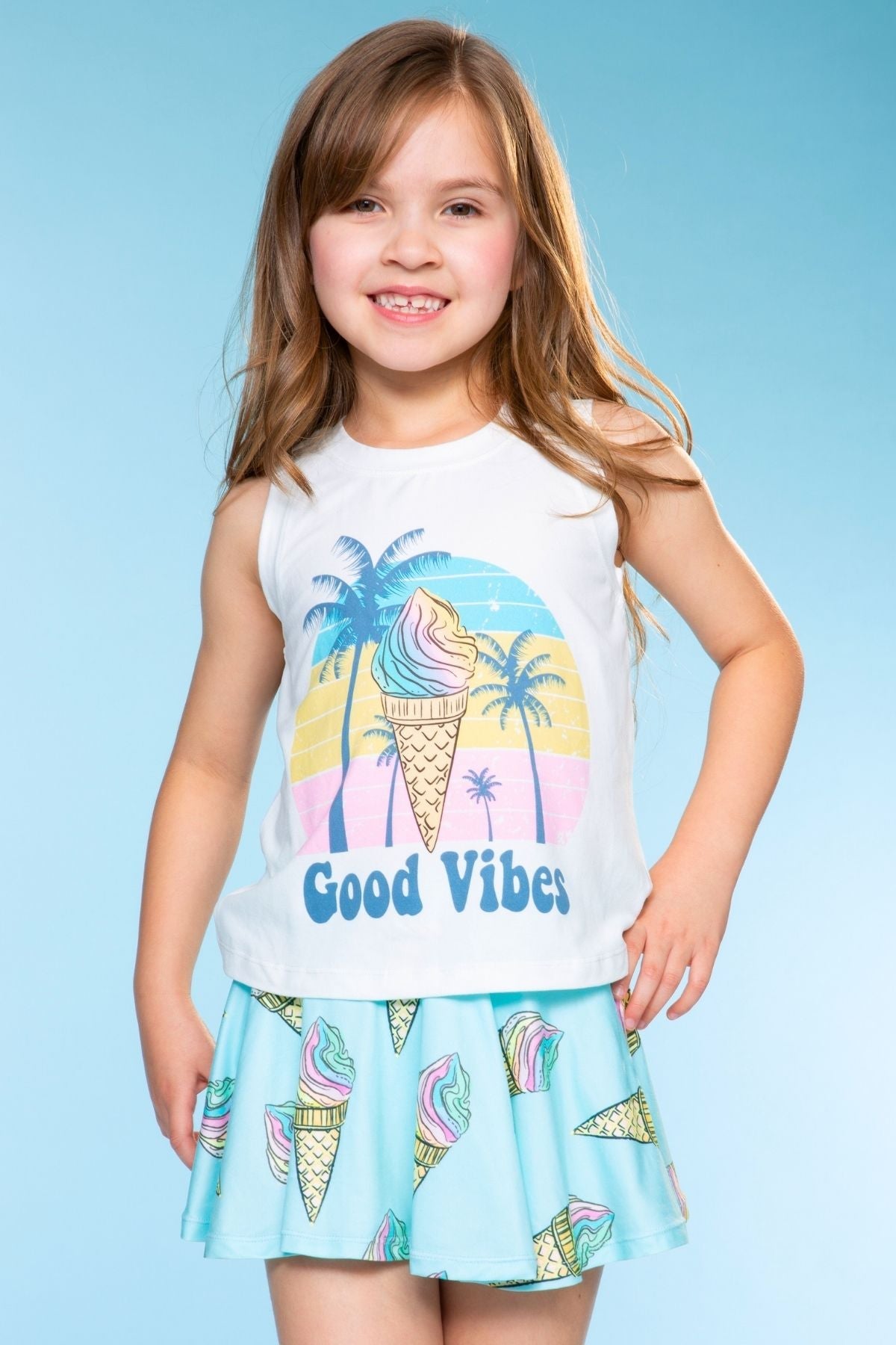 Simply Soft Easy Tank - Lt Blue Neon Pink Malibu