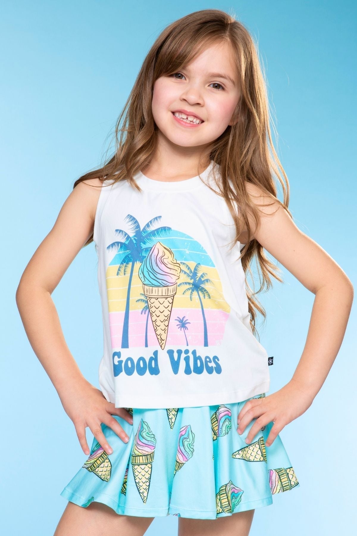 Simply Soft Easy Tank - Lt Blue Neon Pink Malibu