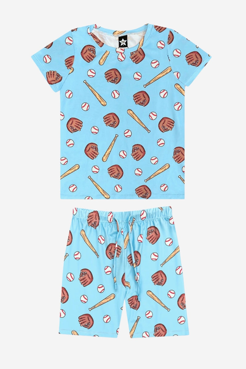 Simply Soft Short Sleeve Tee & Lounge Short - Vintage Blue Baseball