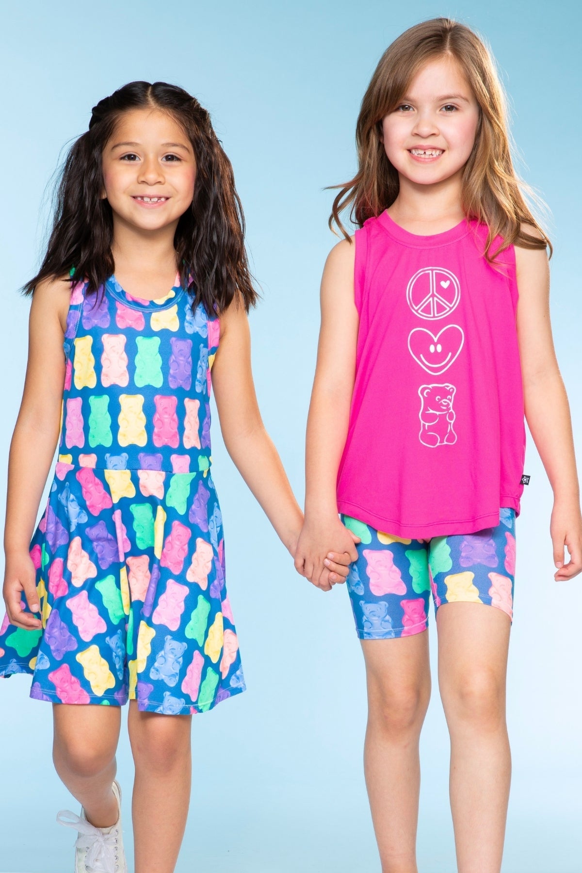 Simply Soft Racerback Skater Dress - Denim Rainbow Gummy