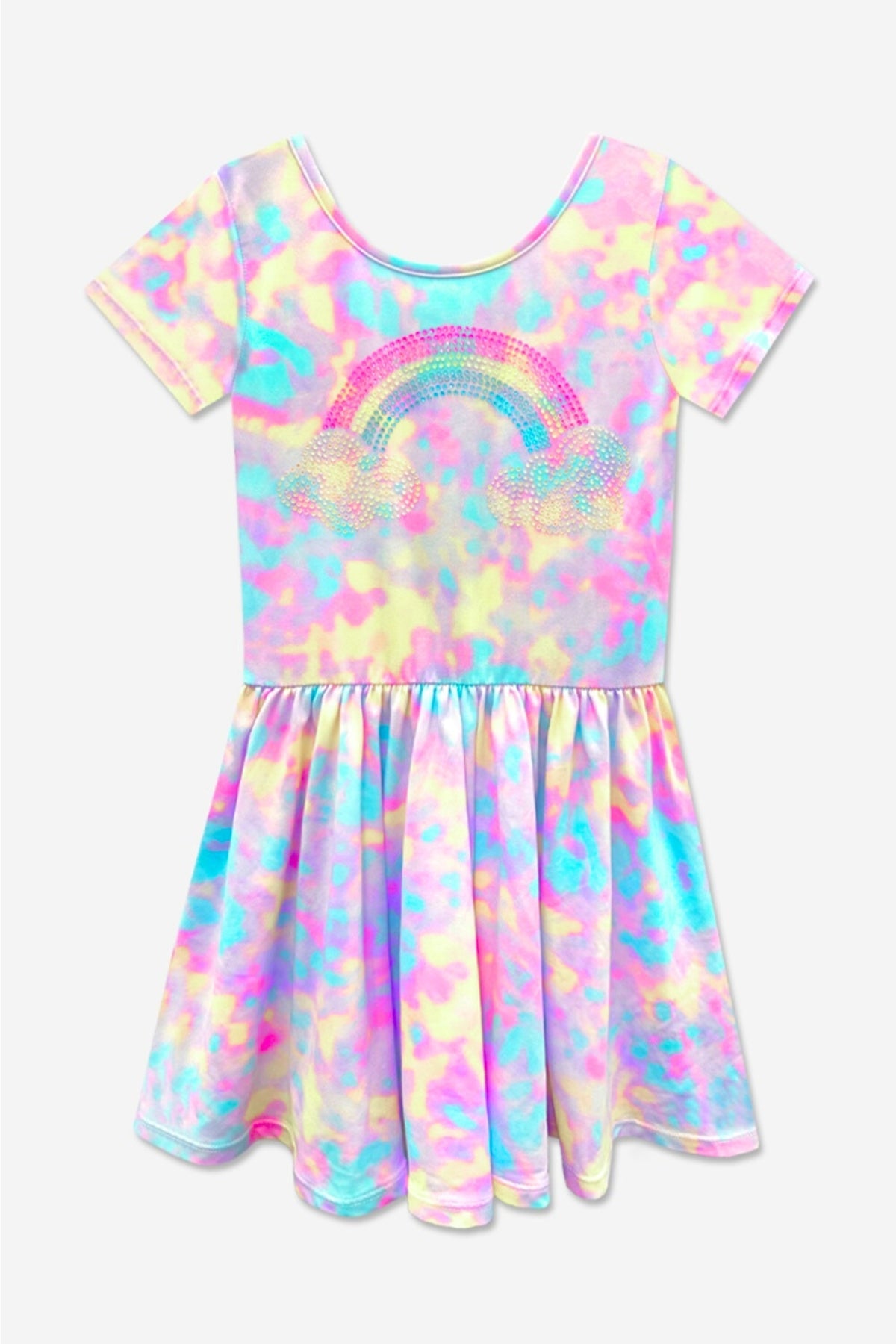 Simply Soft Short Sleeve Scoop Back Be Happy Dress - Neon Pink Sketch Emoji - NEW!