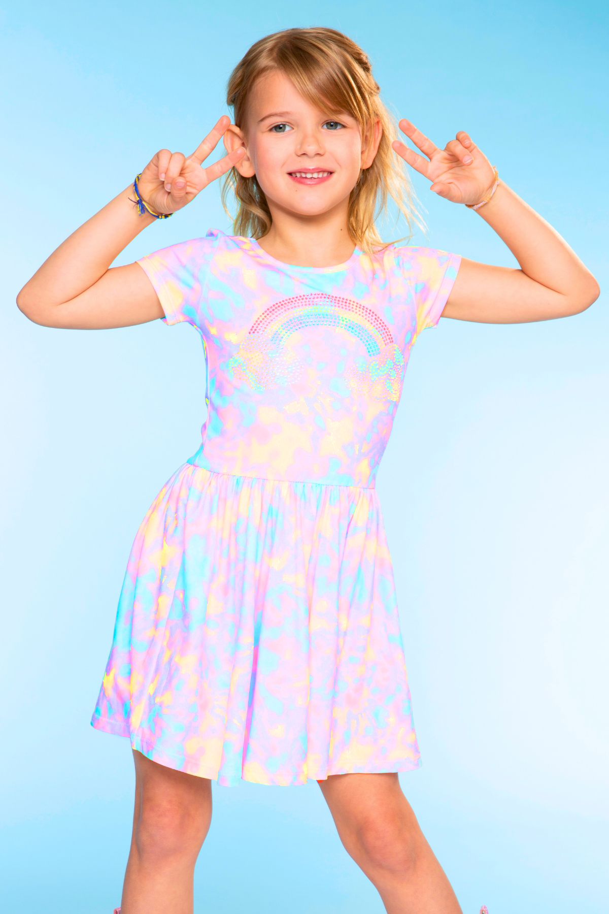Simply Soft Short Sleeve Scoop Back Be Happy Dress - Neon Pink Sketch Emoji - NEW!