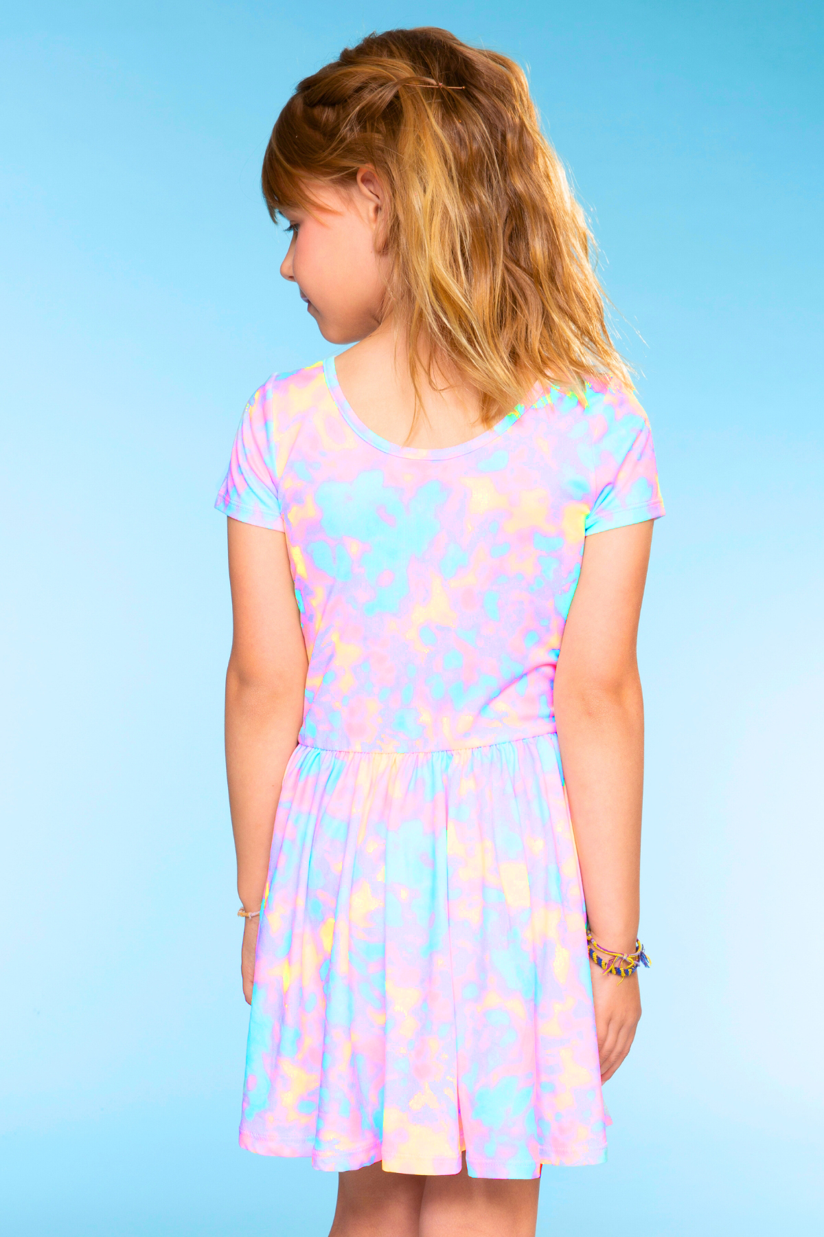 Simply Soft Short Sleeve Scoop Back Be Happy Dress - Neon Pink Sketch Emoji - NEW!