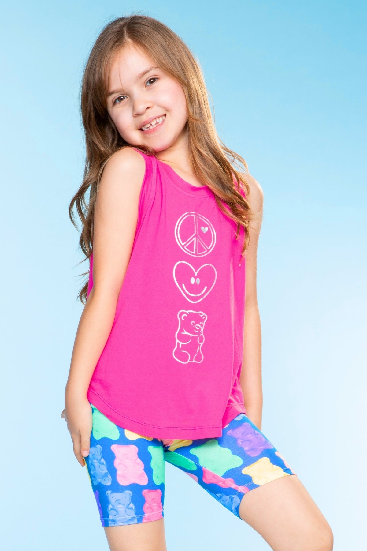 Simply Soft Biker Short - Pastel Rainbow Tie Dye Emoji