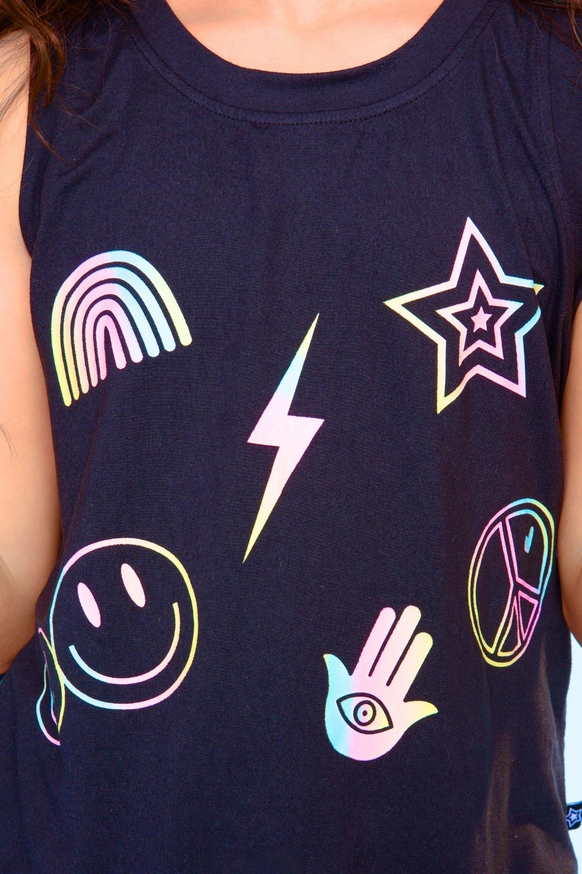 Simply Soft Tank & Dolphin Short Set - Black Rainbow Ombre Icons - NEW!