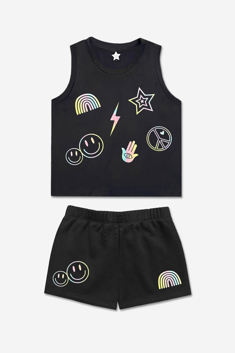 Simply Soft Tank & Dolphin Short Set - Black Rainbow Ombre Icons - NEW!