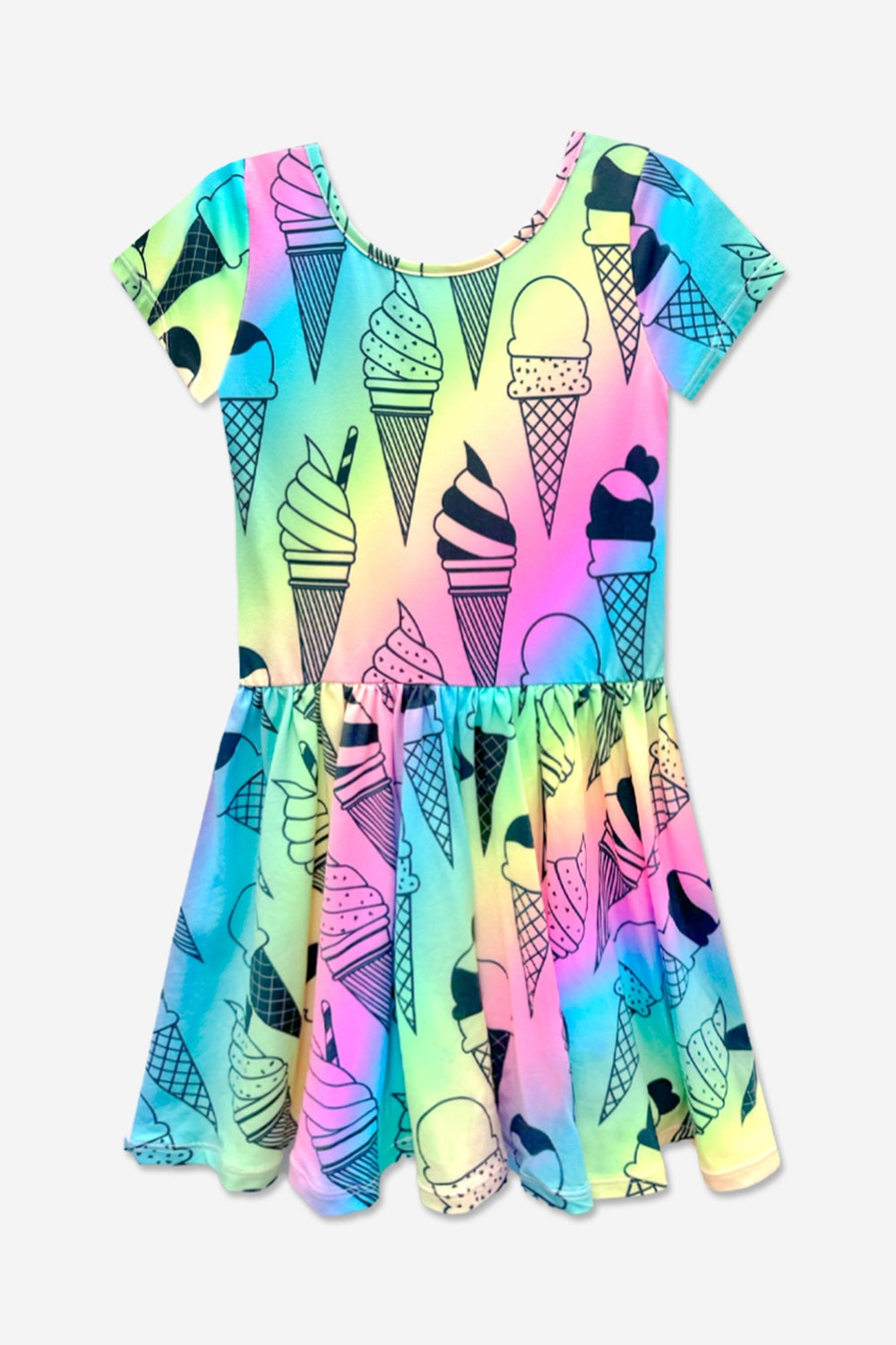 Simply Soft Short Sleeve Scoop Back Be Happy Dress - Neon Pink Sketch Emoji - NEW!