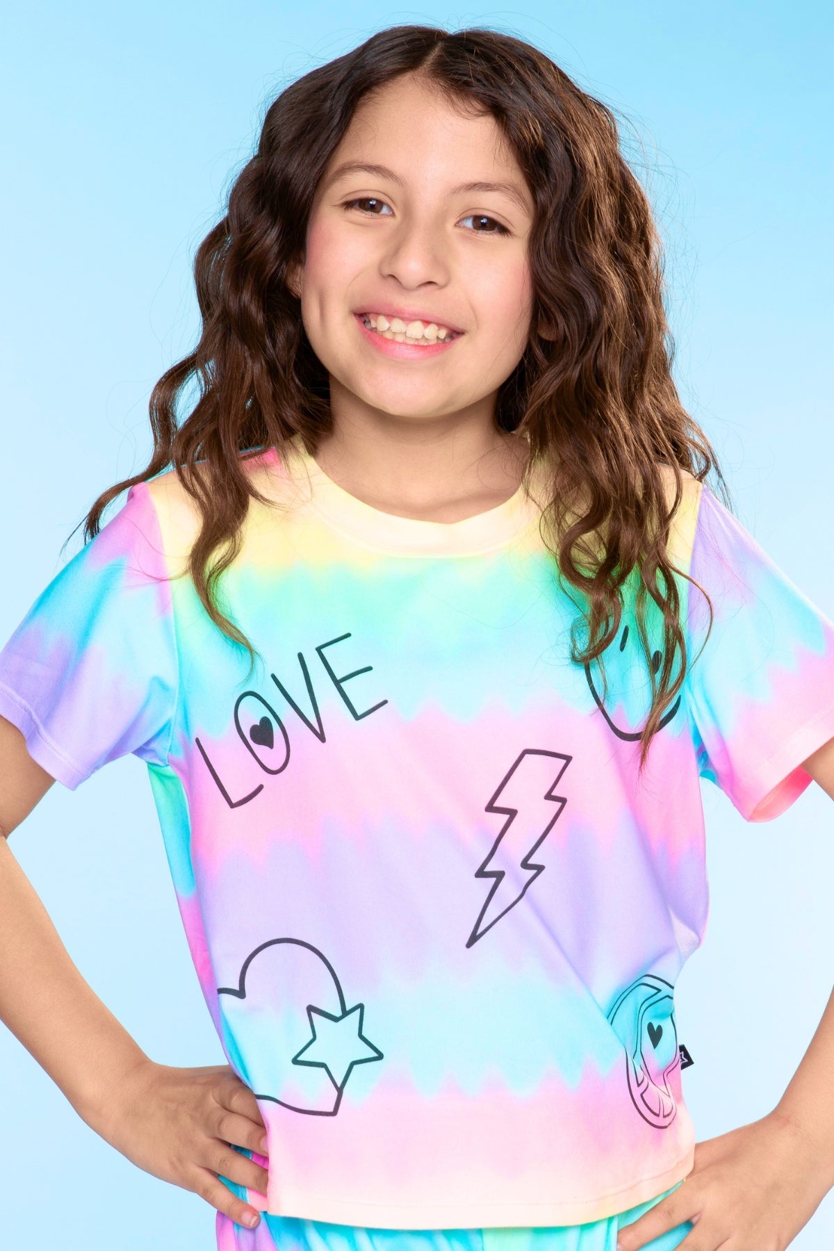Simply Soft Easy Tee & Dolphin Short Set - Lt Blue Pink Foil Ice Cream