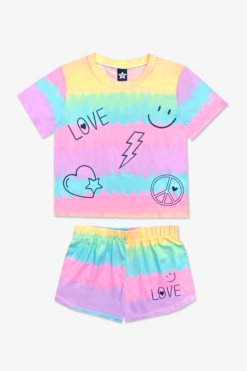 Simply Soft Easy Tee & Dolphin Short Set - Lt Blue Pink Foil Ice Cream
