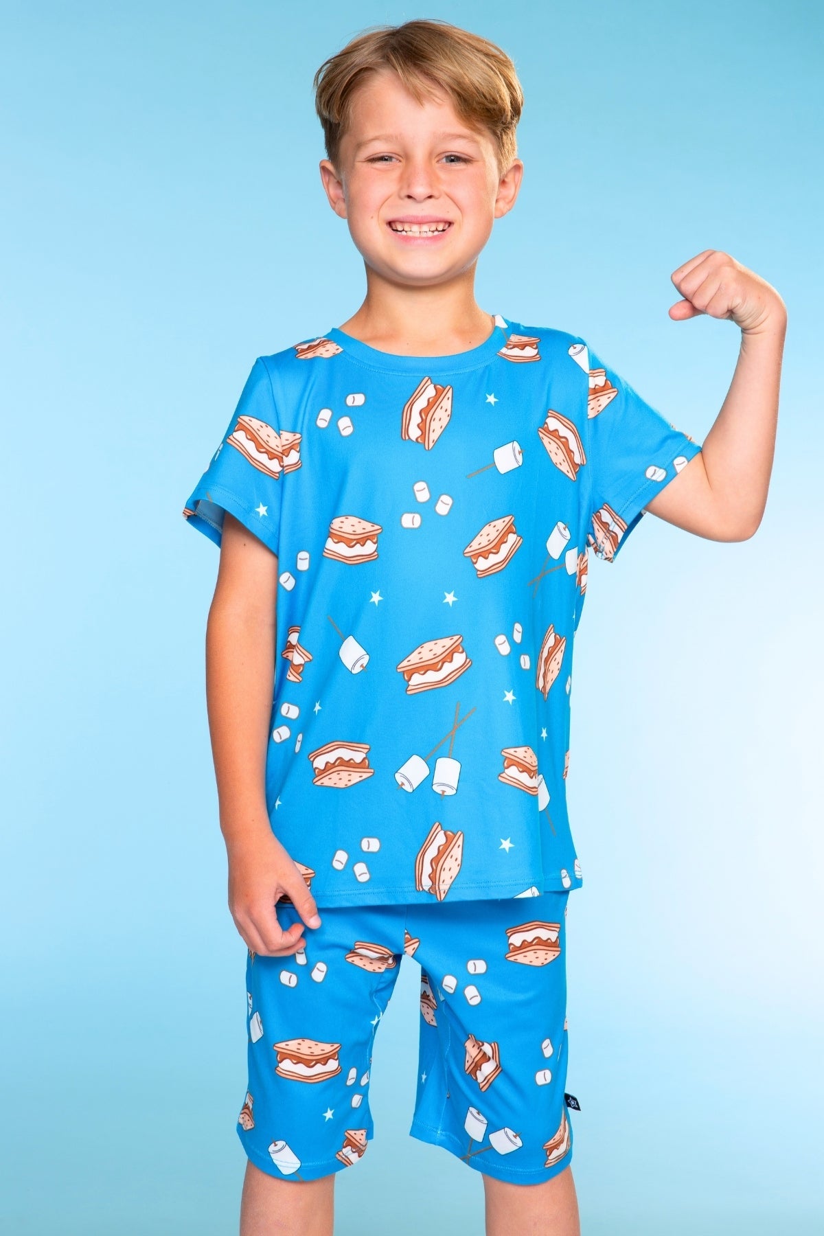 Simply Soft Short Sleeve Tee & Lounge Short - Blue Pizza
