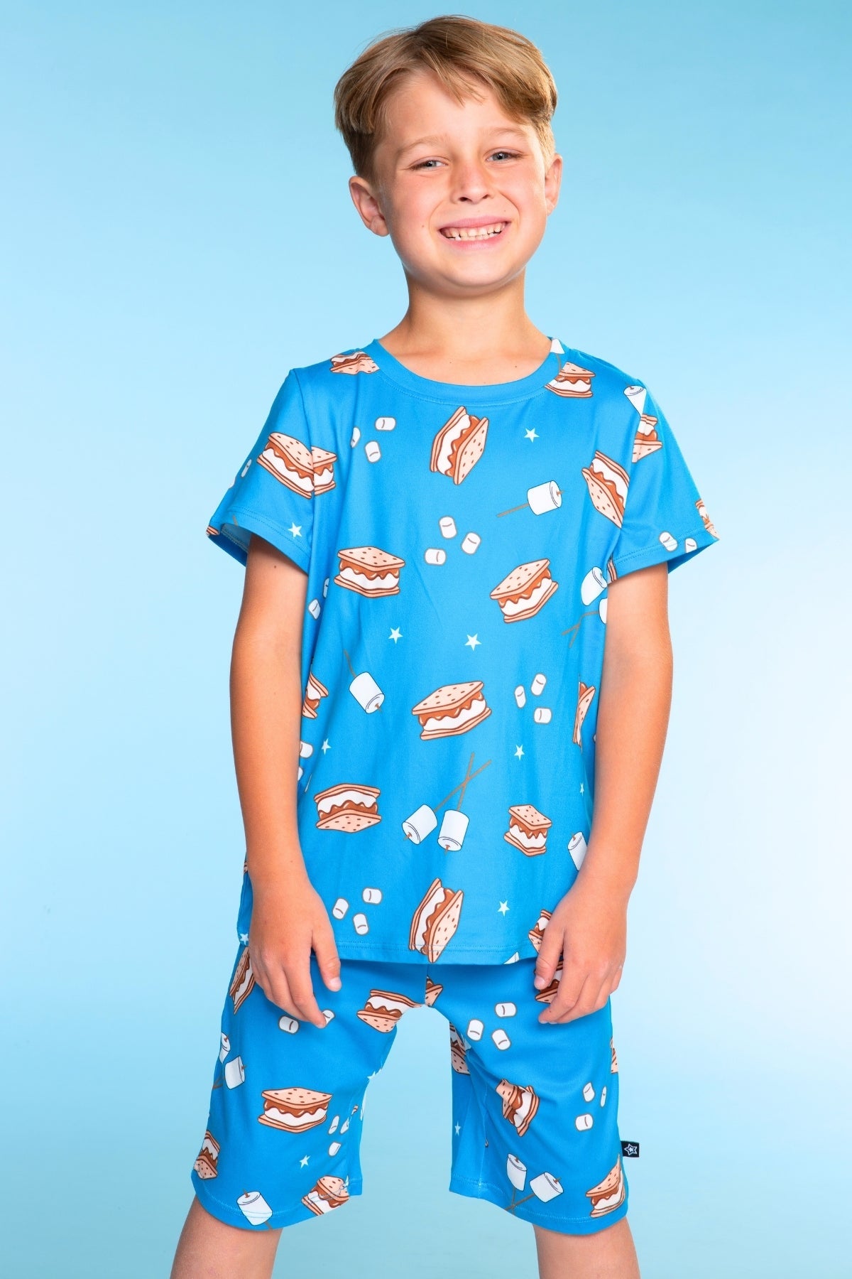 Simply Soft Short Sleeve Tee & Lounge Short - Blue Pizza