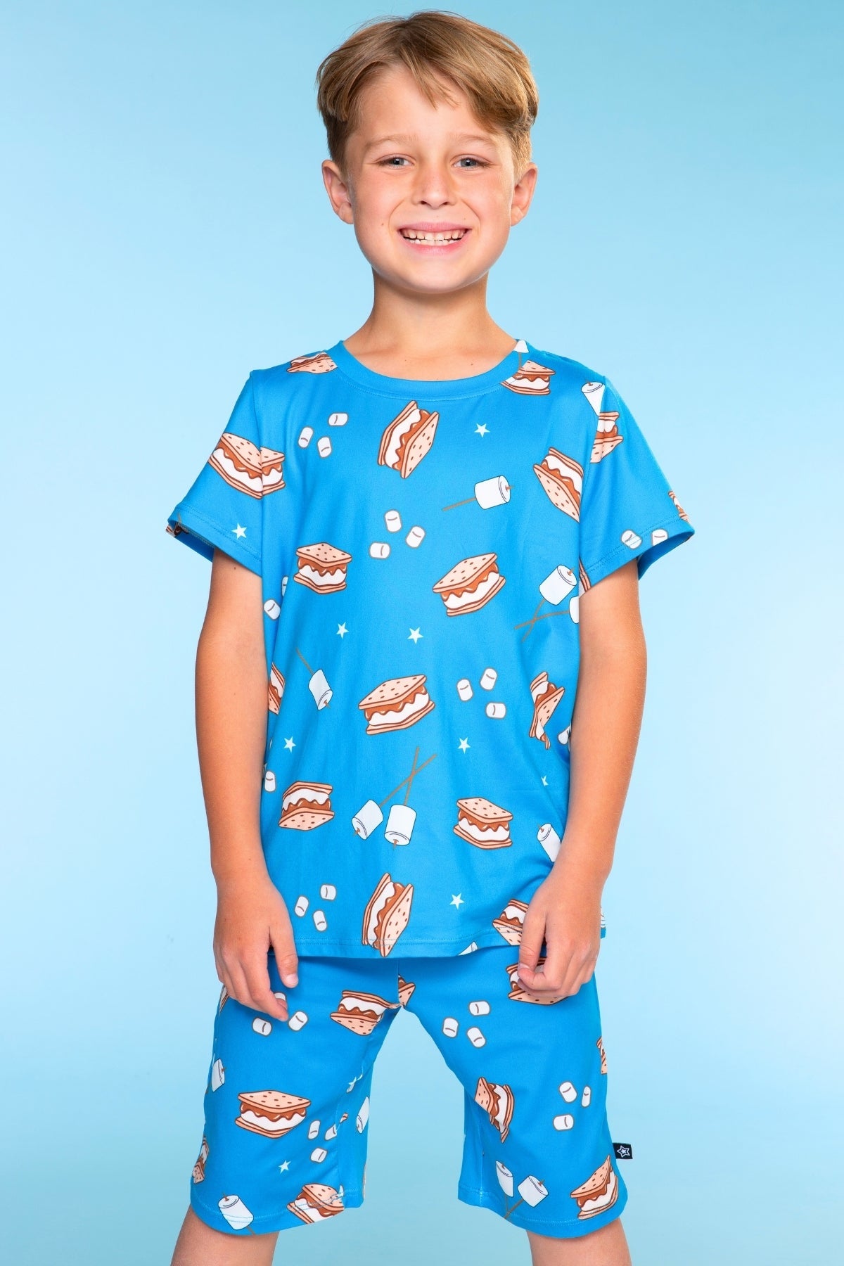 Simply Soft Short Sleeve Tee & Lounge Short - Blue Pizza