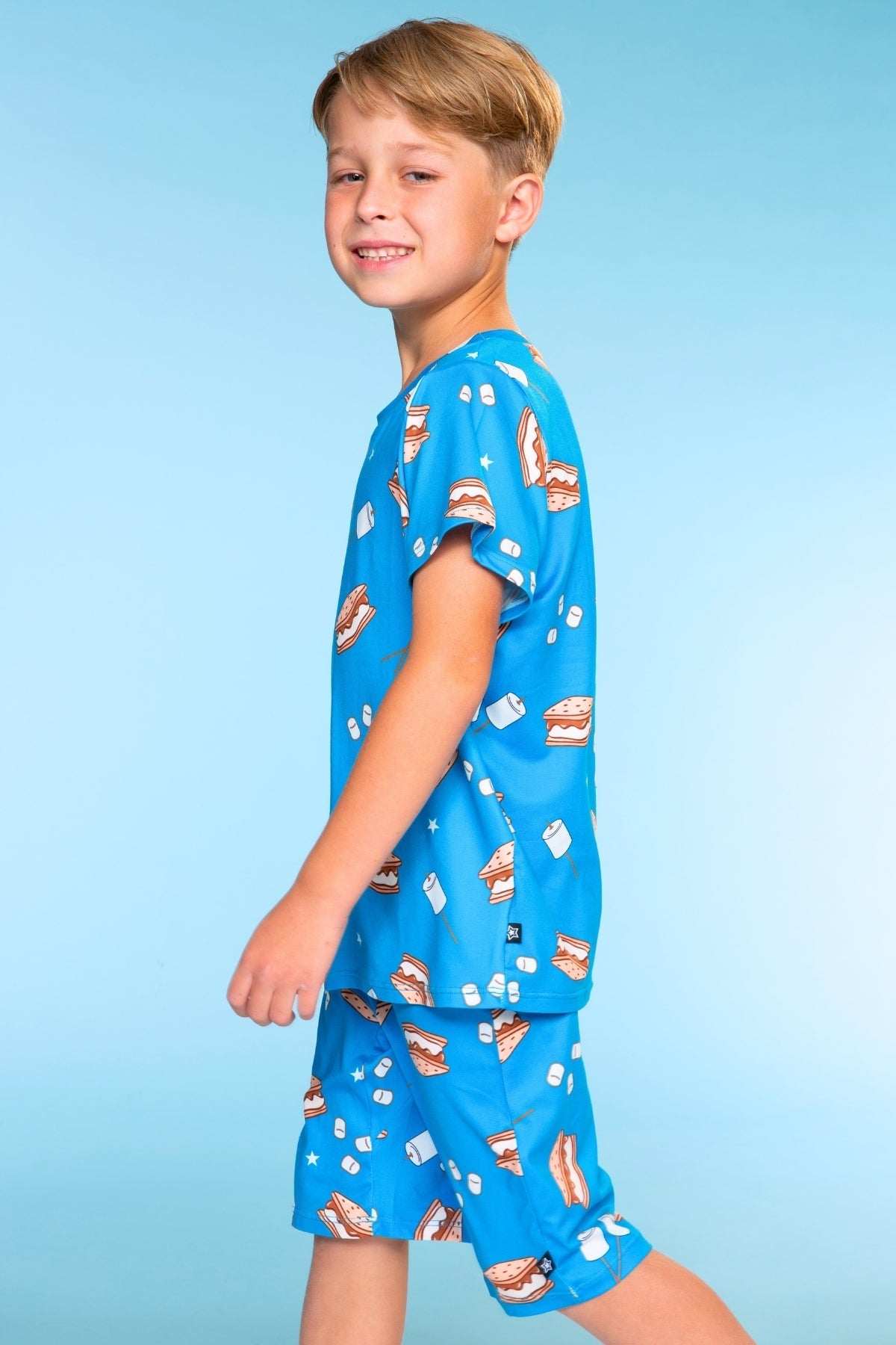 Simply Soft Short Sleeve Tee & Lounge Short - Blue Pizza