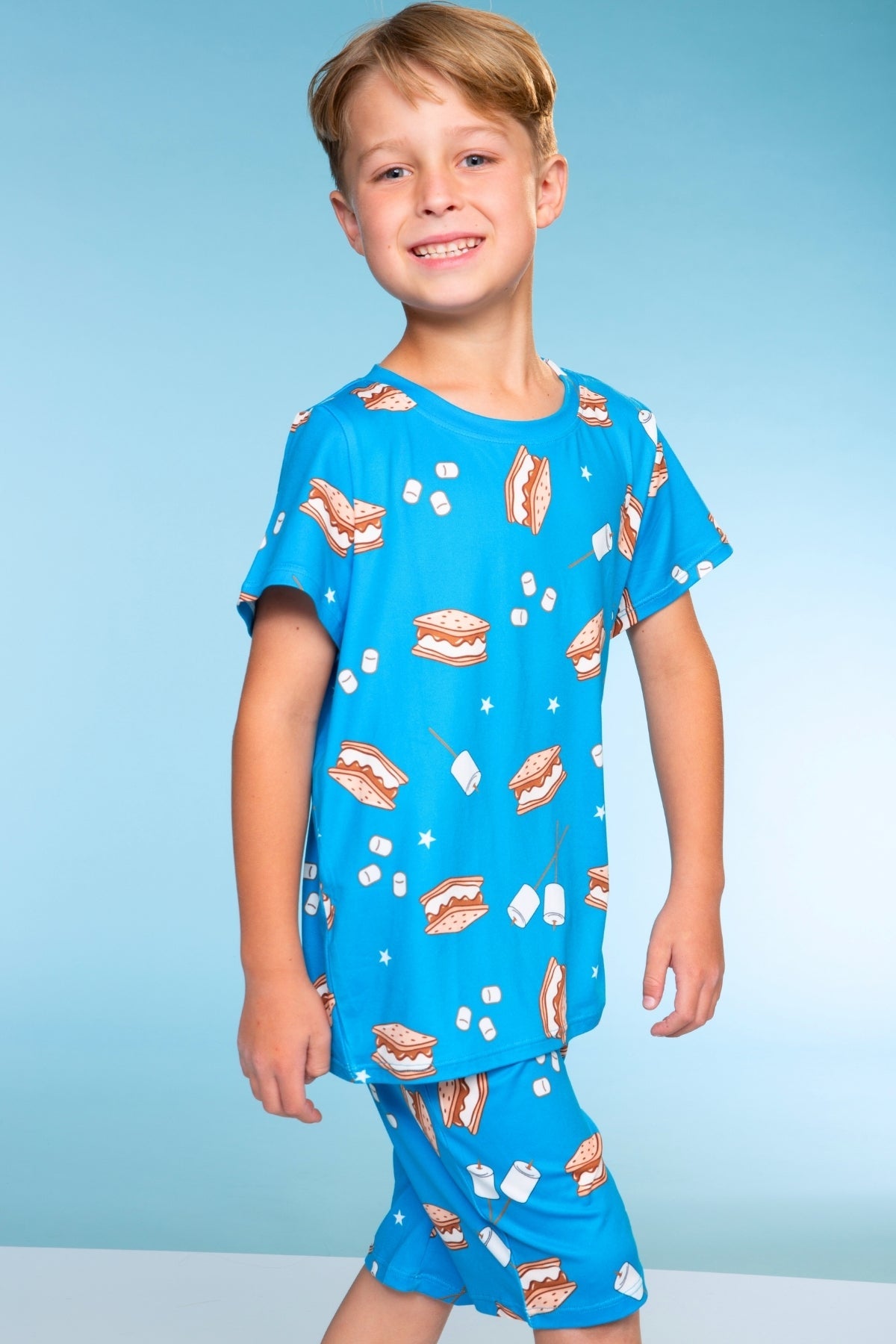 Simply Soft Short Sleeve Tee & Lounge Short - Blue Pizza