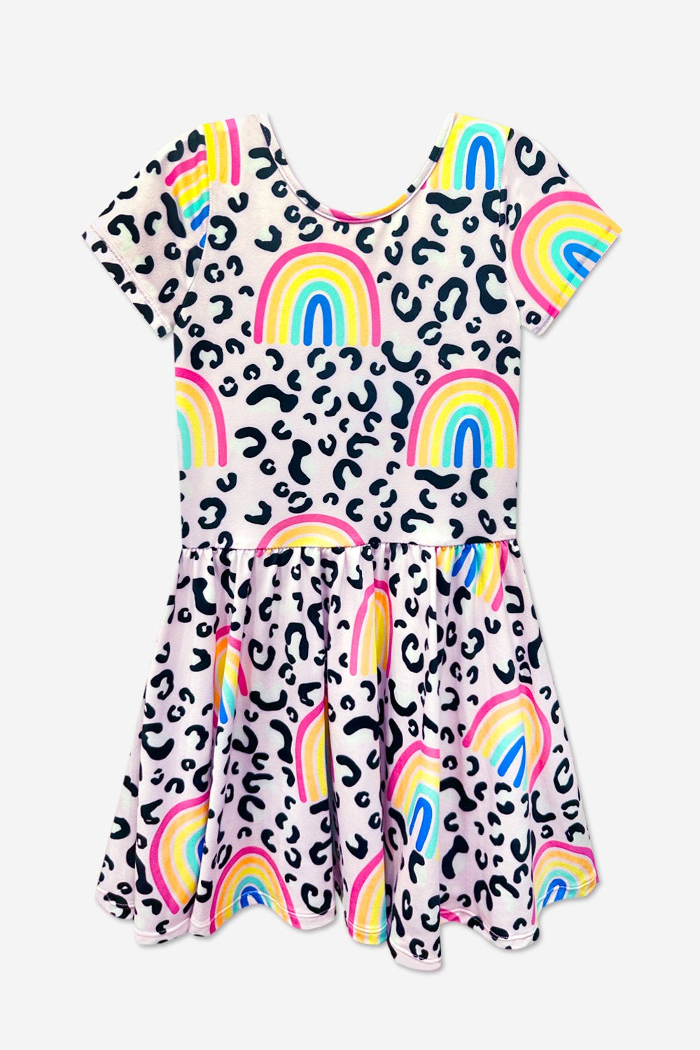 Simply Soft Short Sleeve Be Happy Dress - Tie Dye Rainbow Donuts