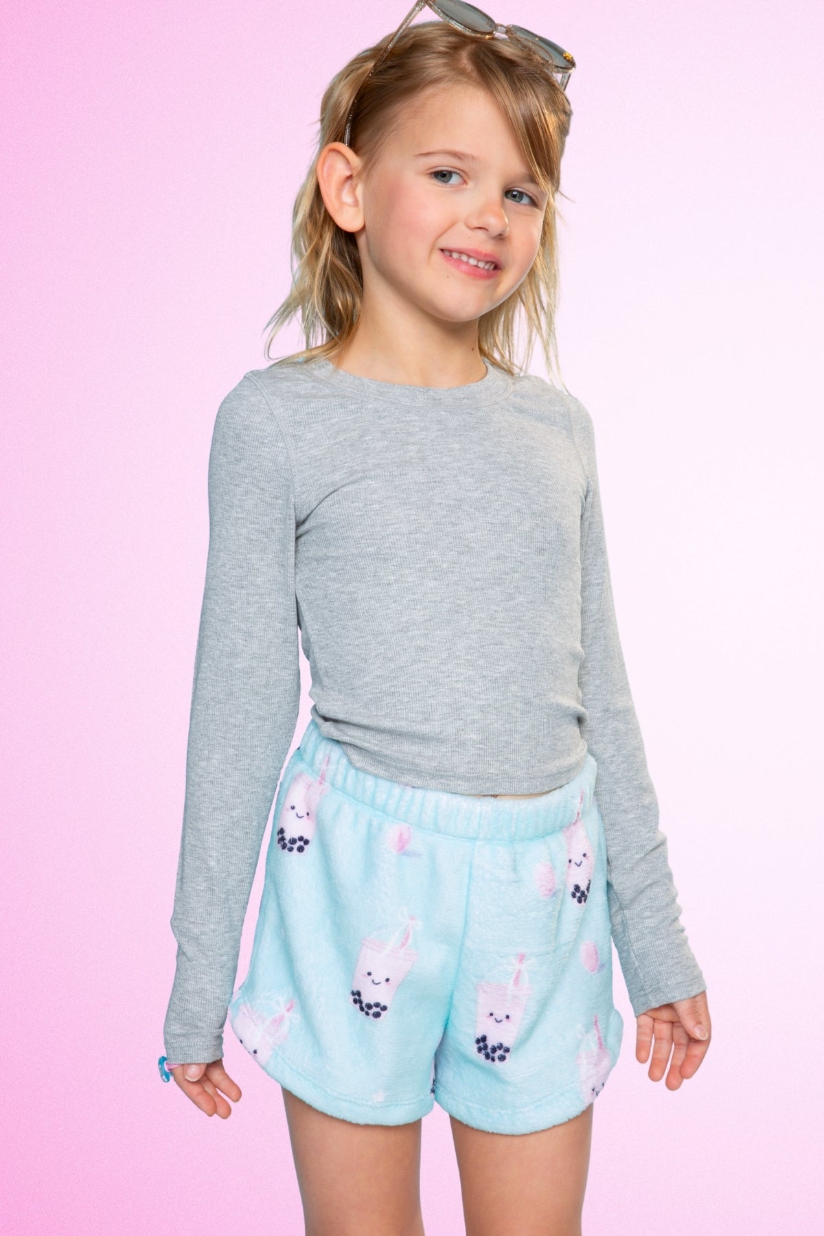 Fuzzy Plush Dolphin Short - Pink Moon Stars